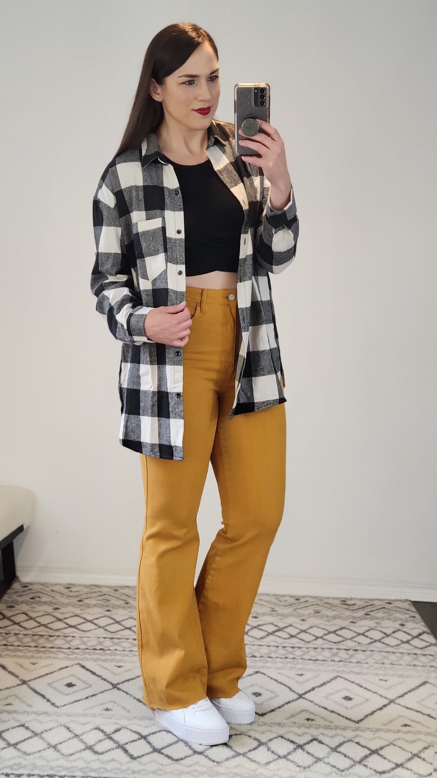Black/White Buffalo Plaid Flannel "Anny"