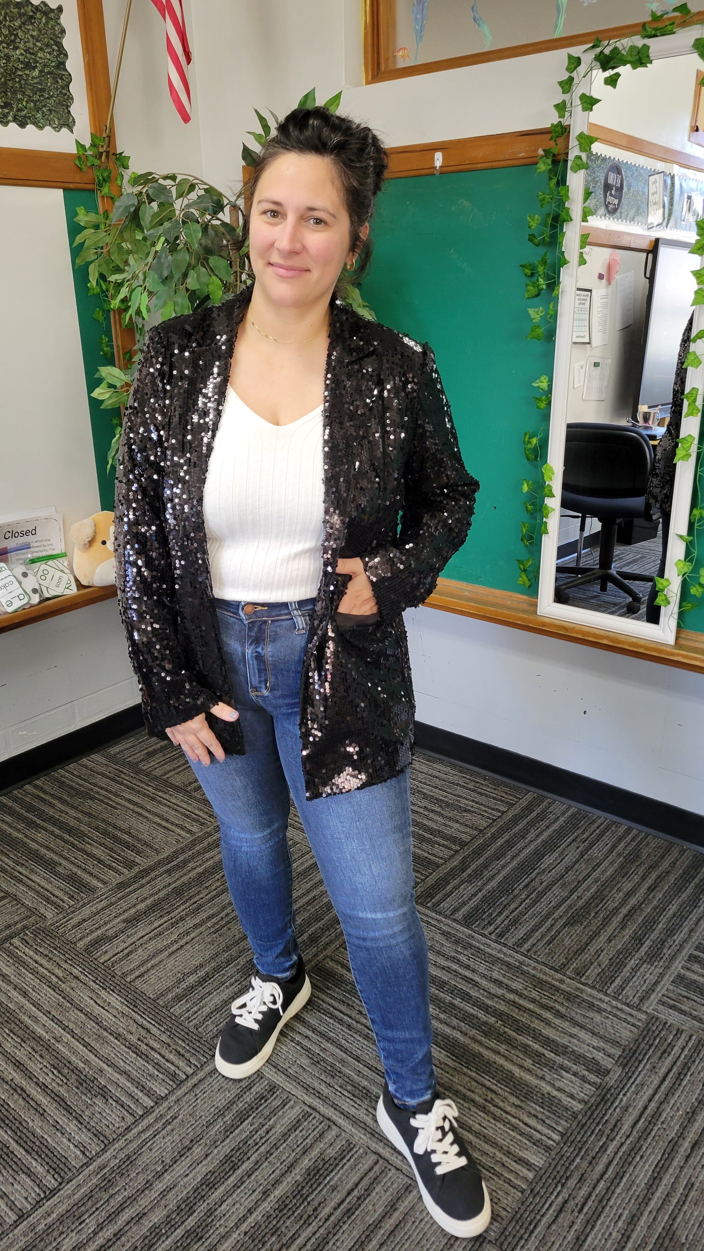 Black Sequin Blazer "Lillian" (M)(L)