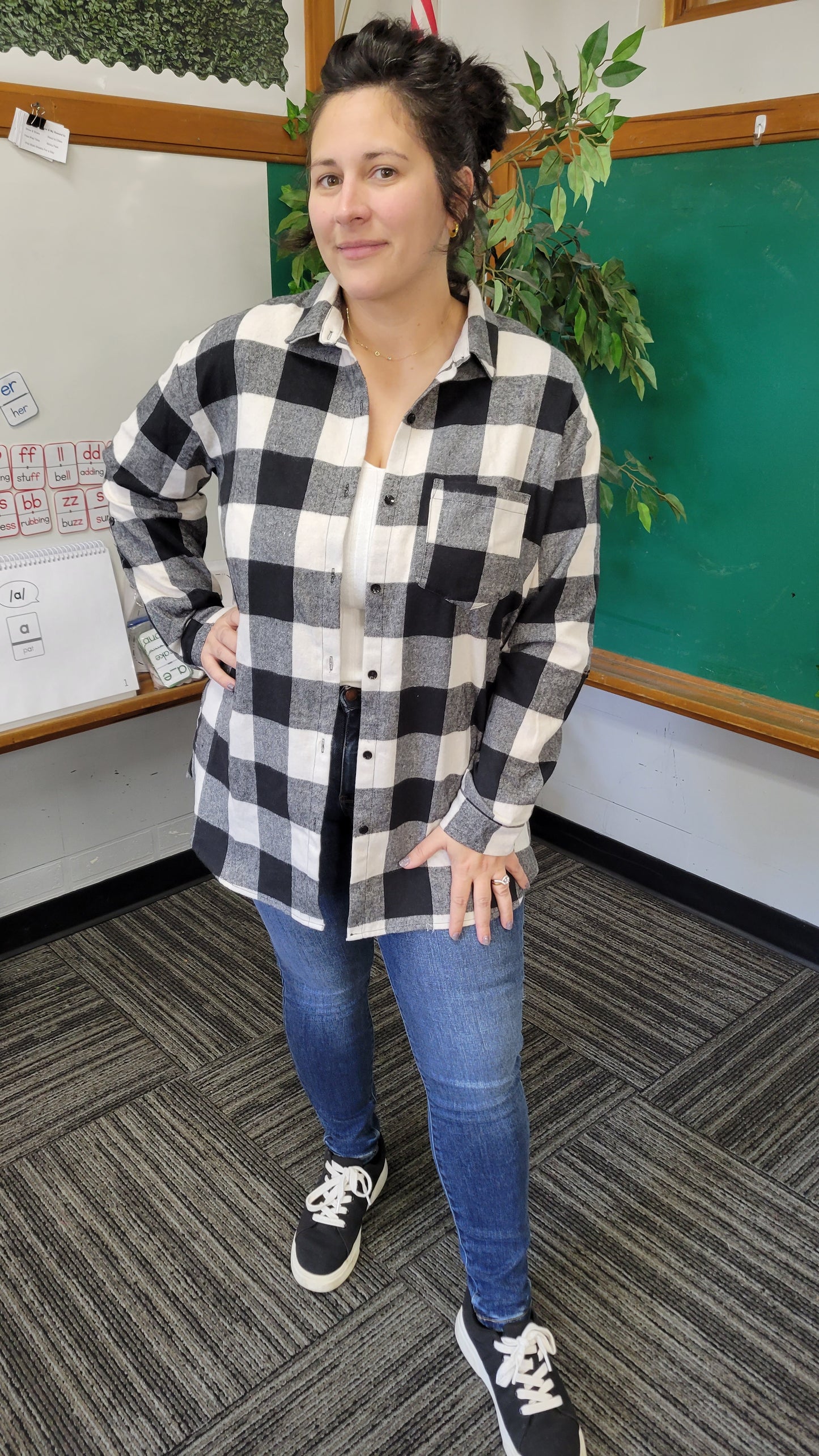 Black/White Buffalo Plaid Flannel "Anny"
