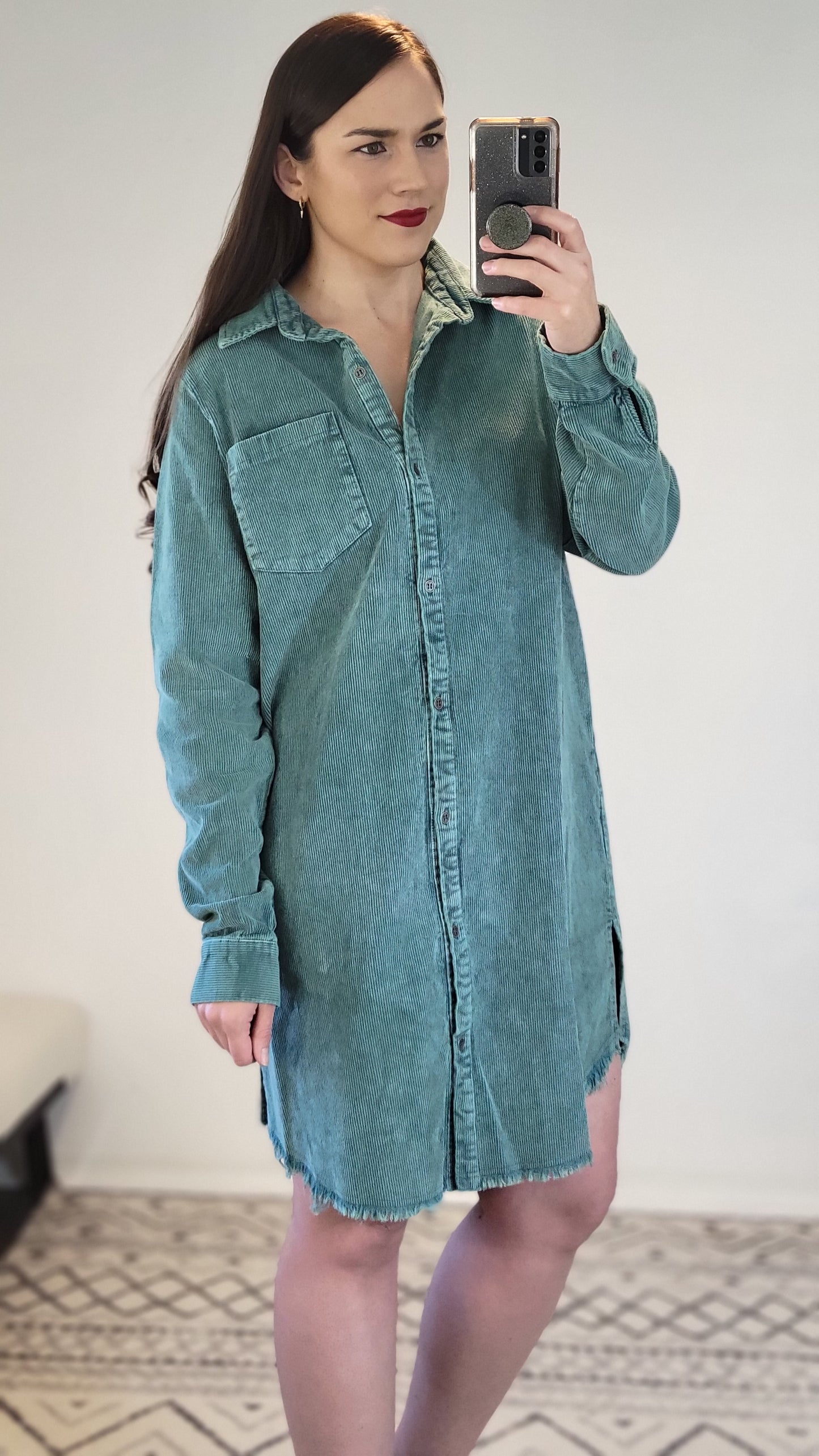 Faded Jade Mineral Wash Corduroy Dress "Kit"