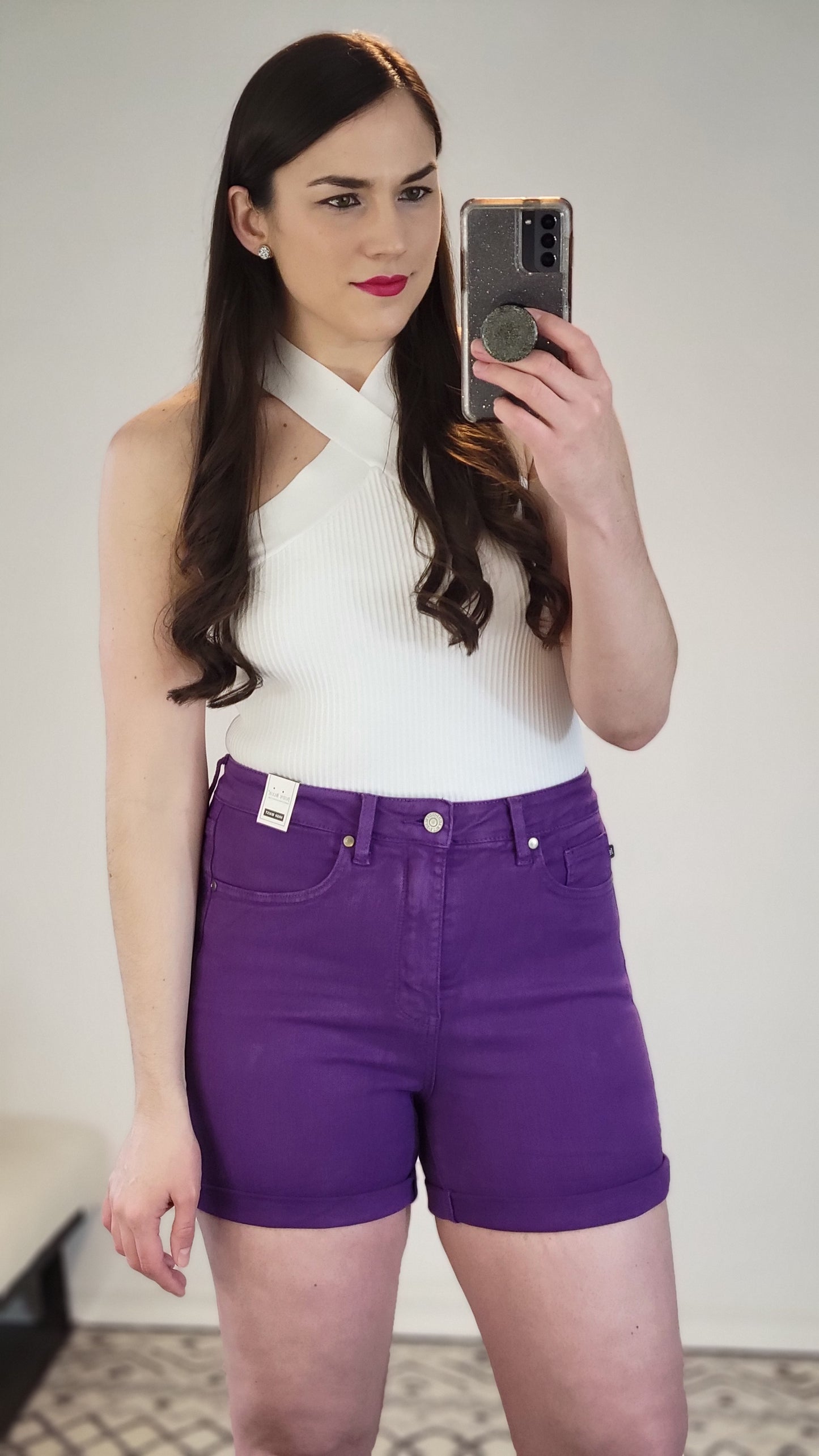 Judy Blue Purple Tummy Control Shorts “Dorothy” (S)(2X)