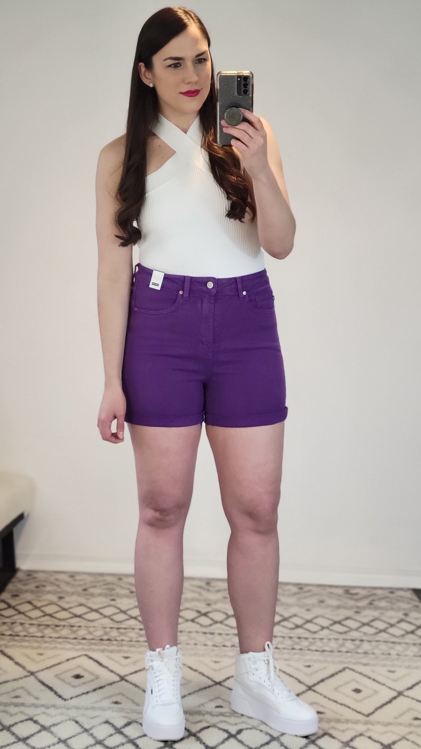 Judy Blue Purple Tummy Control Shorts “Dorothy” (S)(2X)