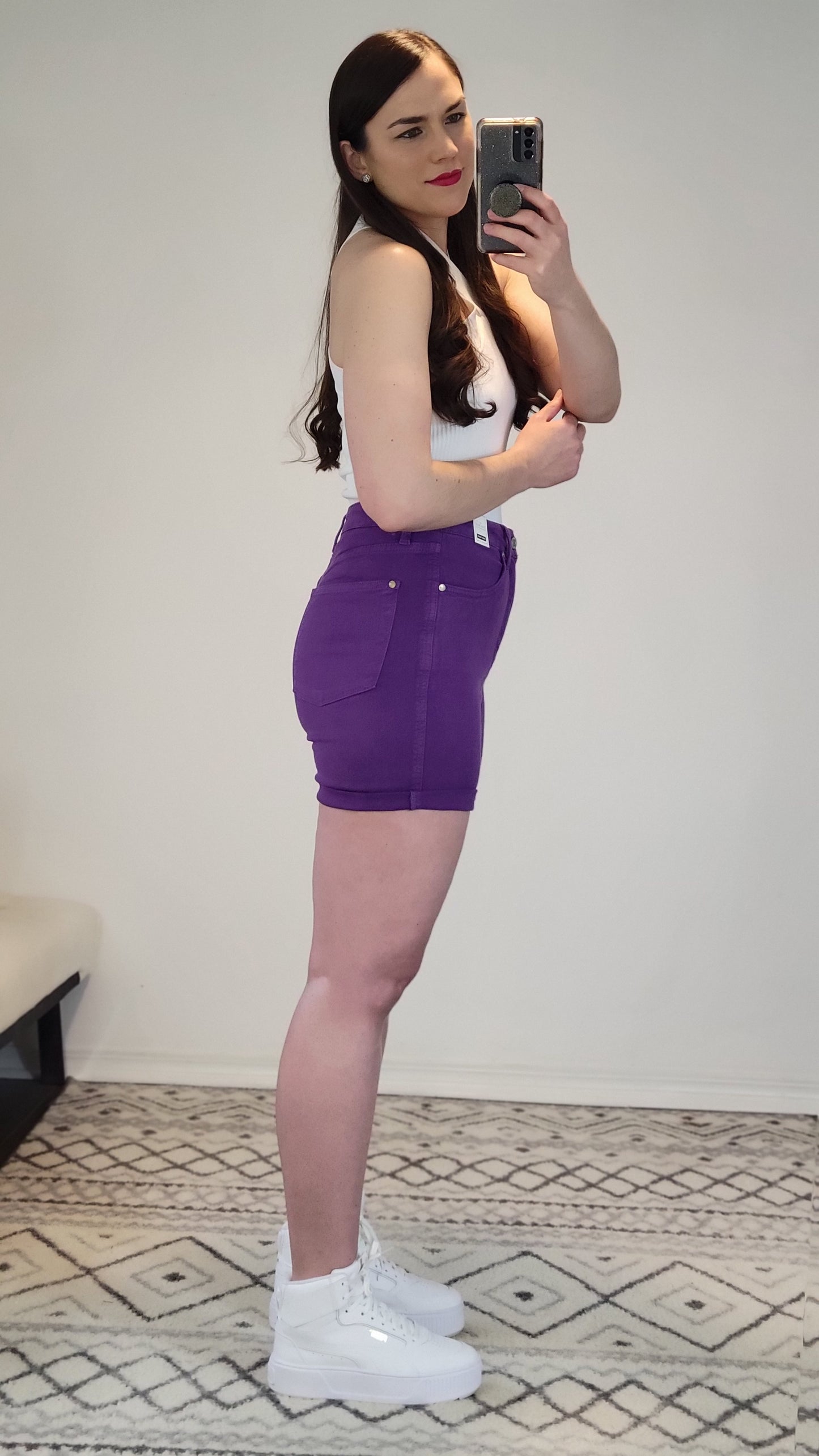 Judy Blue Purple Tummy Control Shorts “Dorothy” (S)(2X)