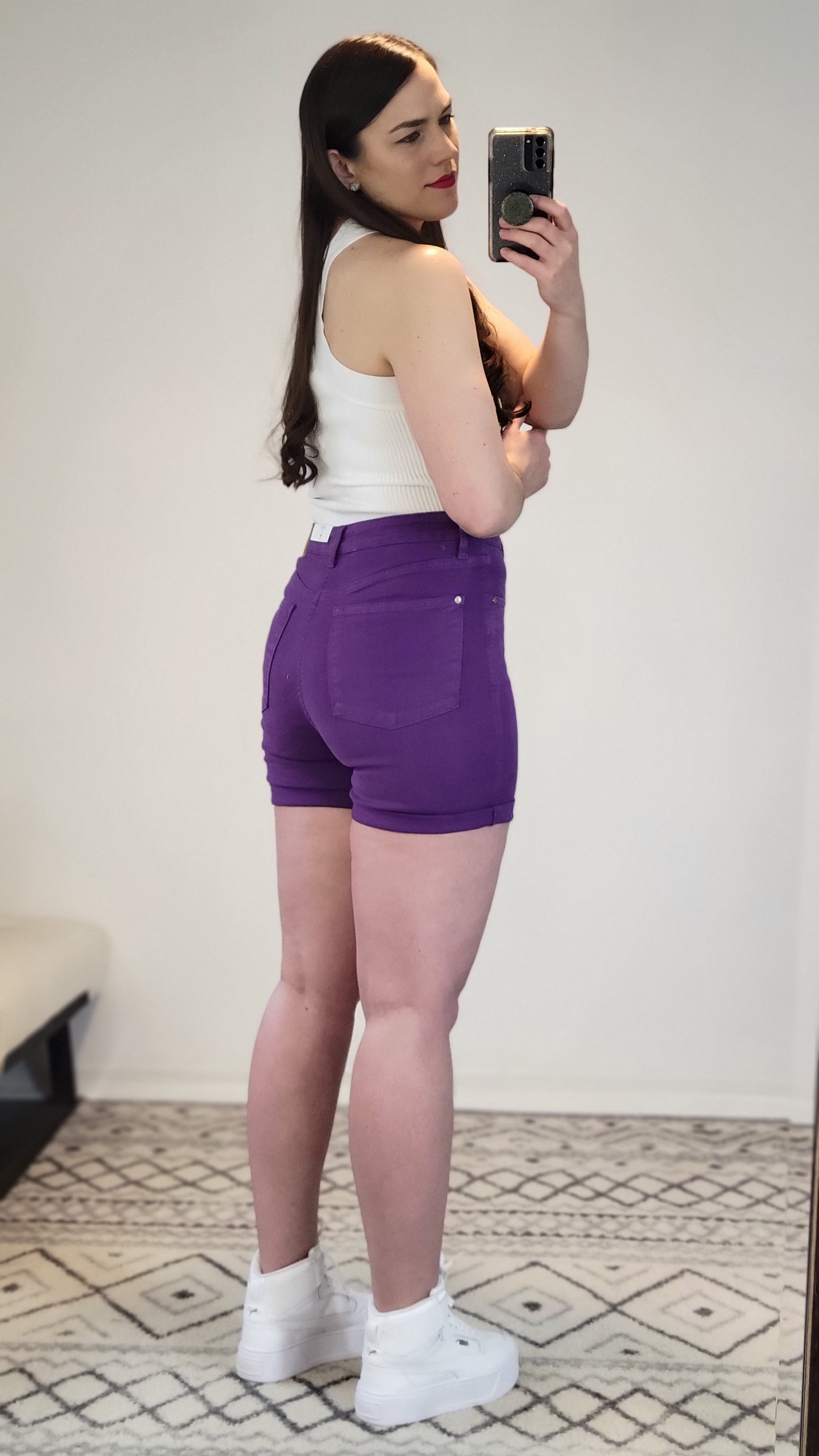 Judy Blue Purple Tummy Control Shorts “Dorothy” (S)(2X)