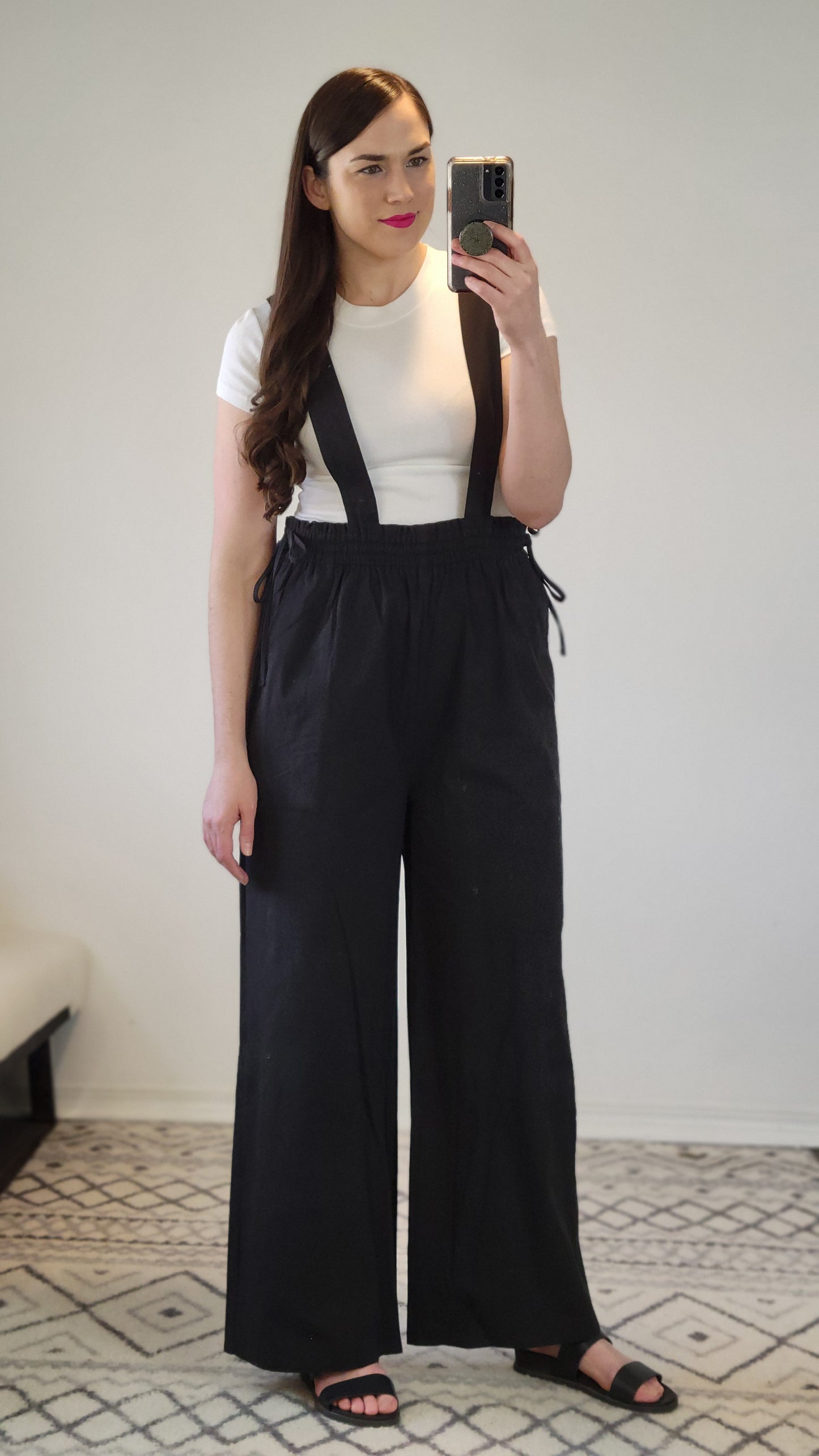 Black Wide Leg Suspender Jumpsuit “Chani”