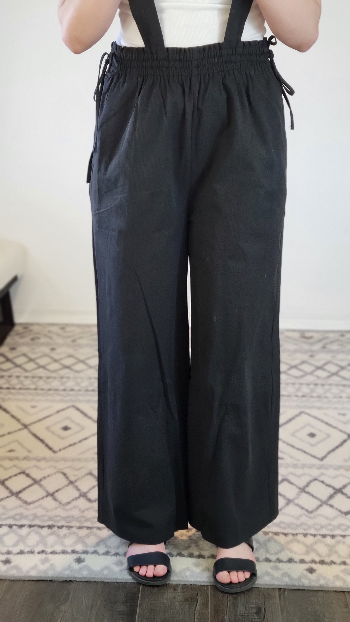 Black Wide Leg Suspender Jumpsuit “Chani” (M)
