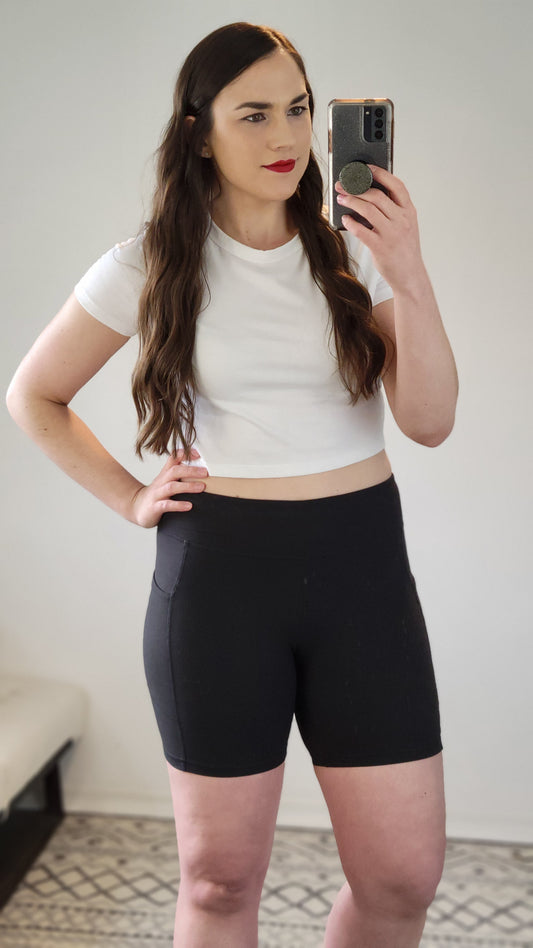 Black Buttersoft High Rise Biker Shorts 6" with Pockets “Jill” (S)