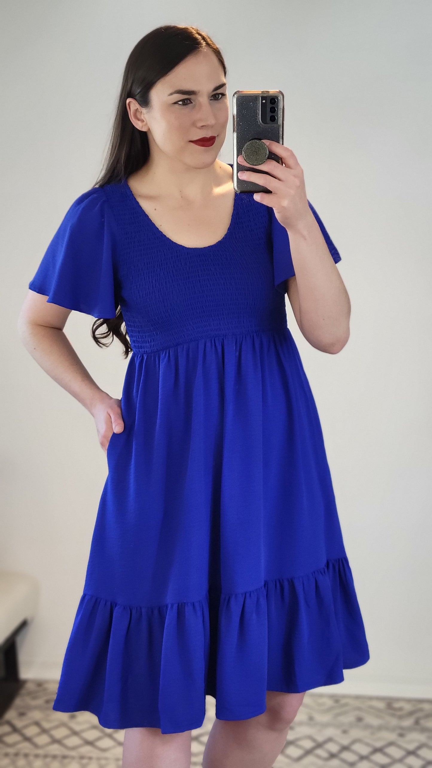 Royal Blue Mini Dress with Pockets “Annabelle” (S)
