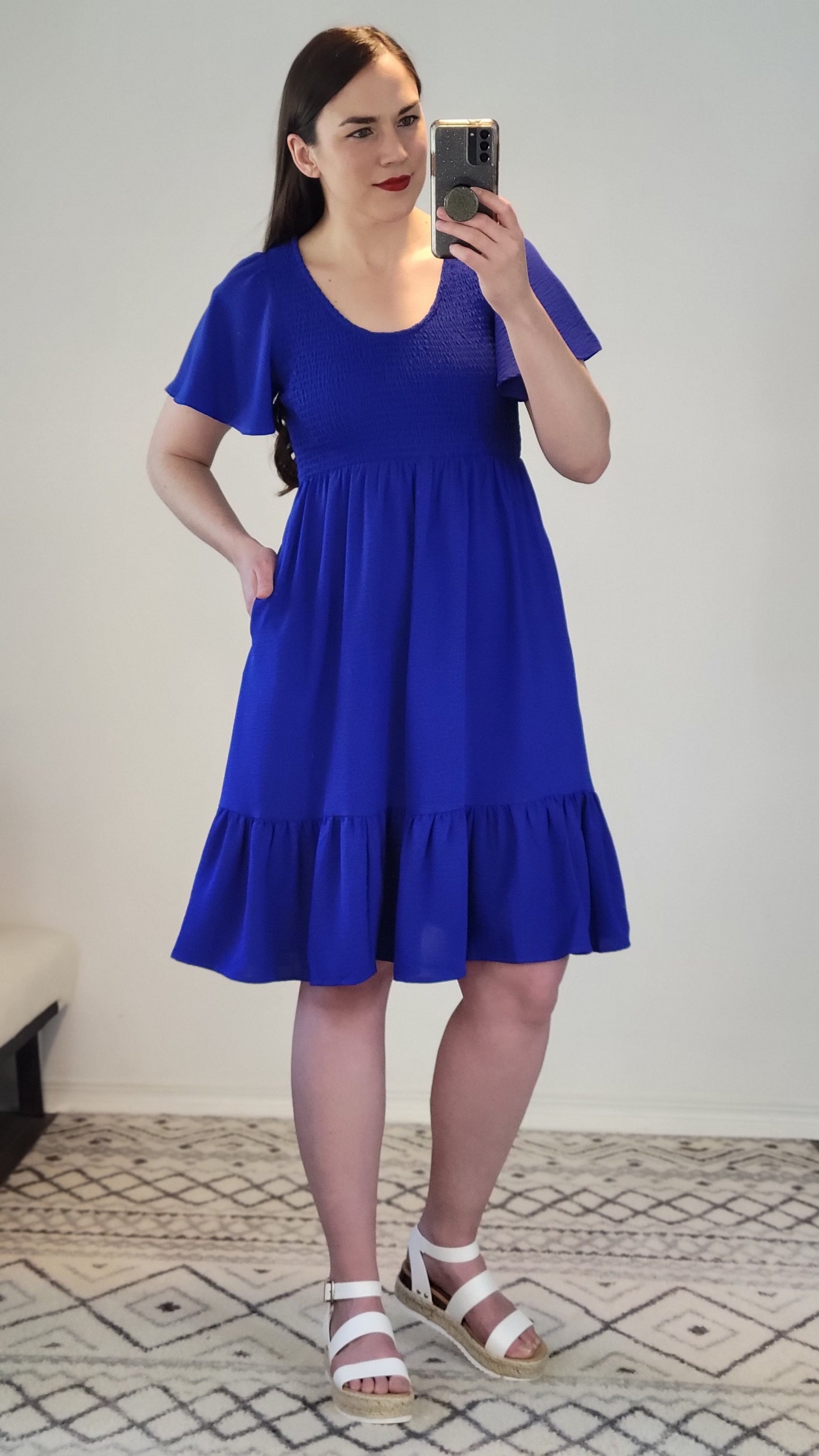 Royal Blue Mini Dress with Pockets “Annabelle” (S)