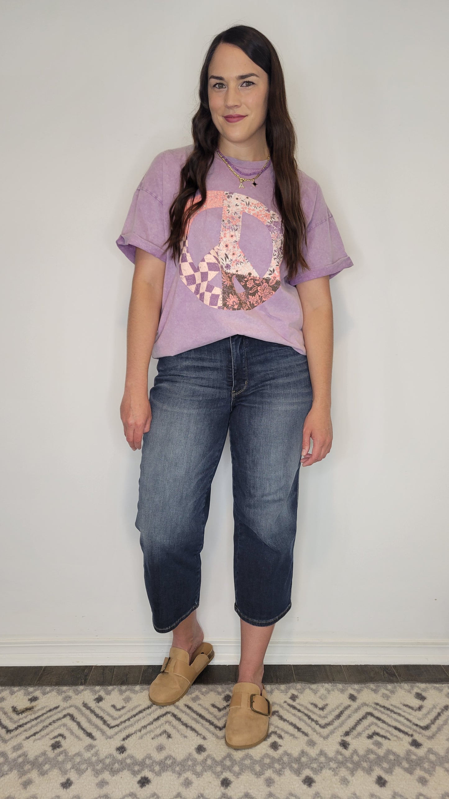 Judy Blue Tummy Control Mid Rise Dark Wash Cropped Wide Leg “Maisie”