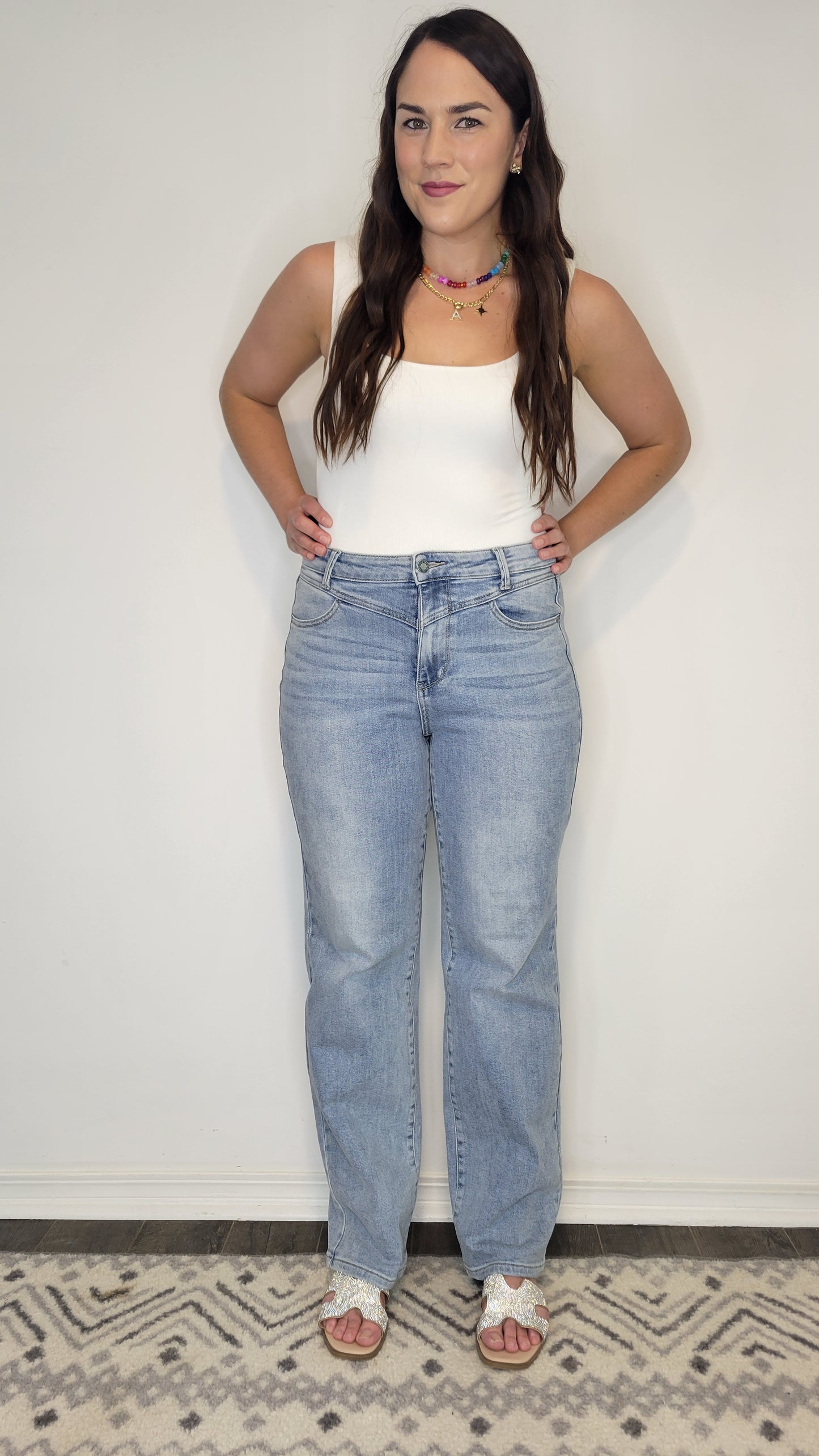 Judy Blue High Rise Light Wash Yoke Retro Wide Leg “Esme”