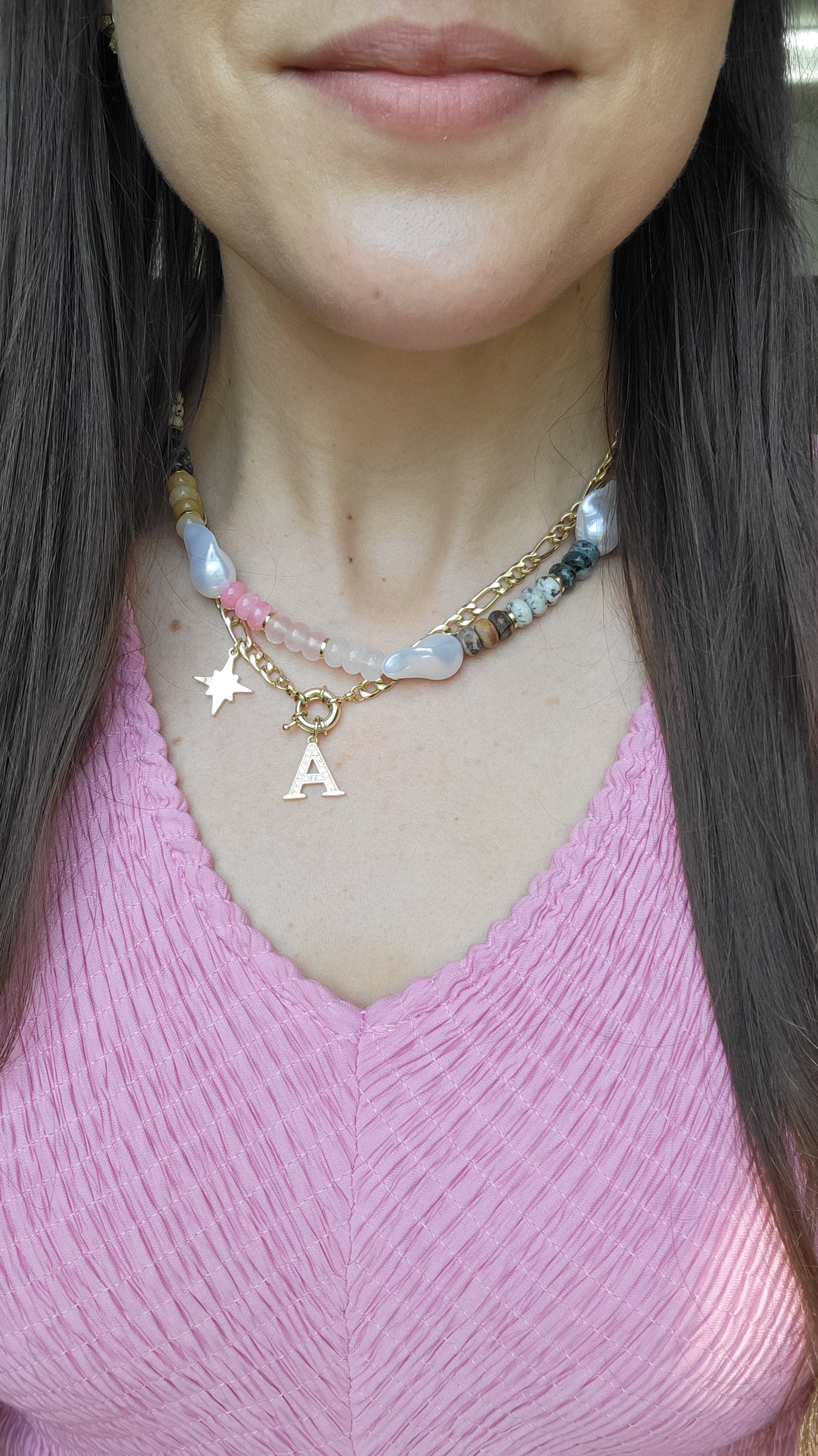 Tiarra Pearl Gemstone Necklace