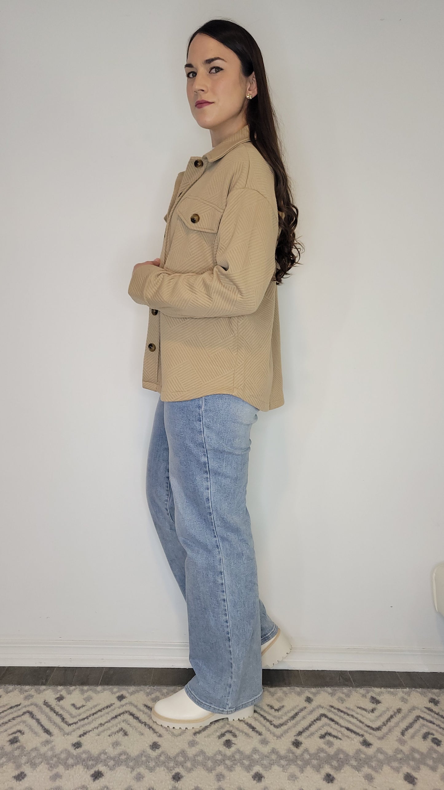 Oatmeal Textured Shacket "RyLinn"