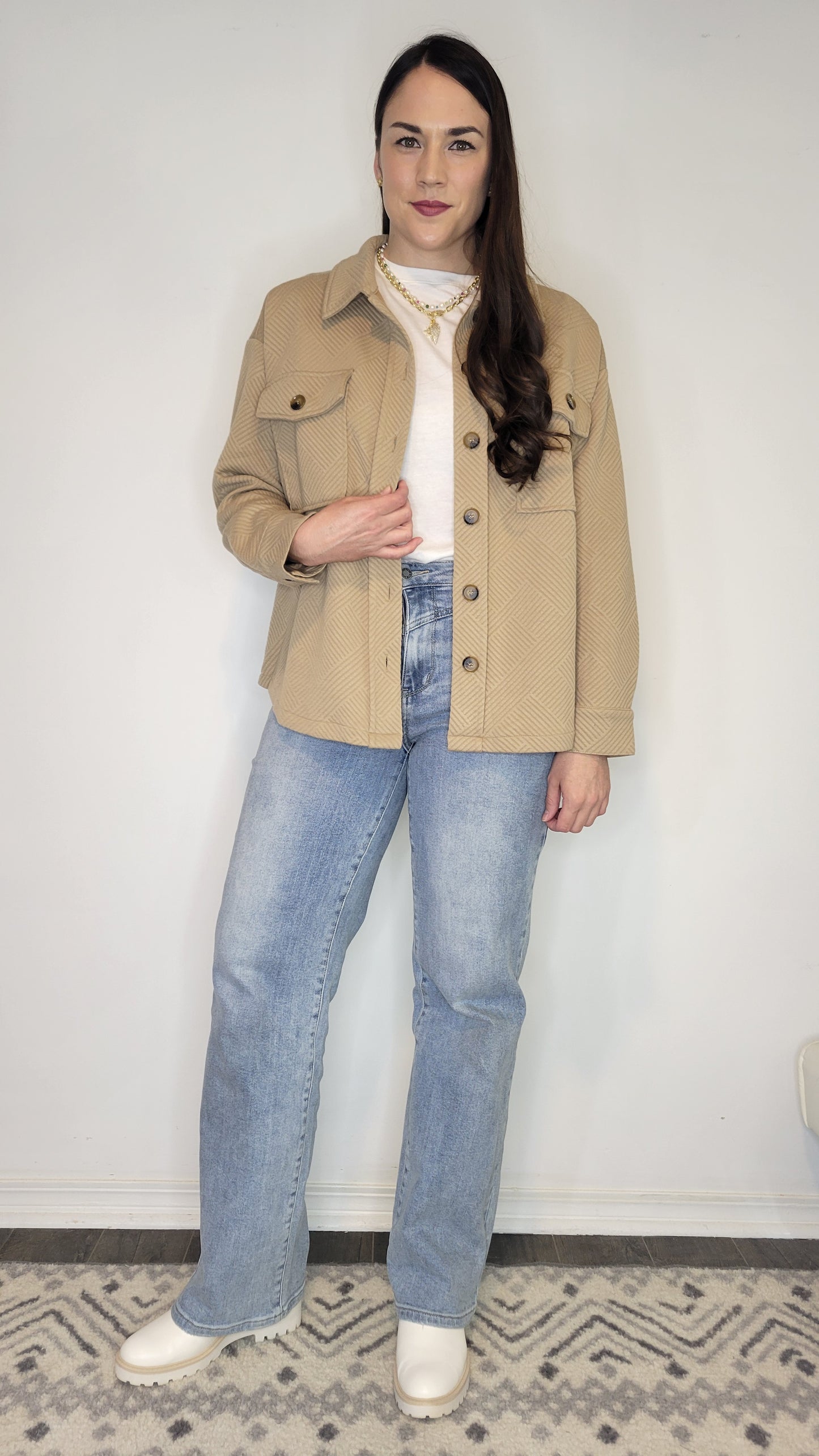 Oatmeal Textured Shacket "RyLinn"