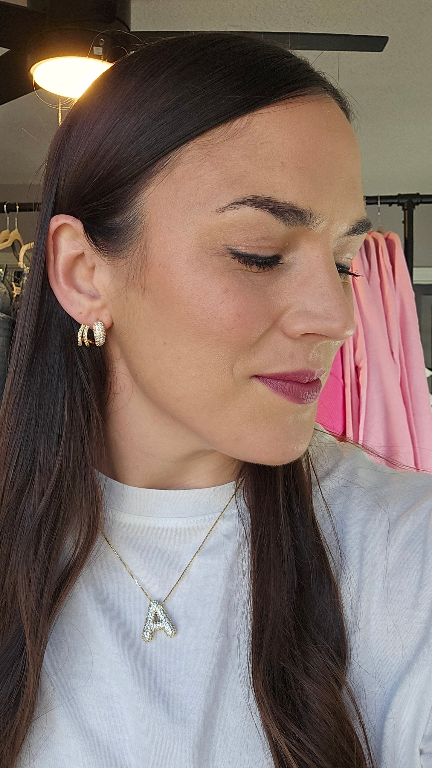 Bubble Crystal Gold Huggie