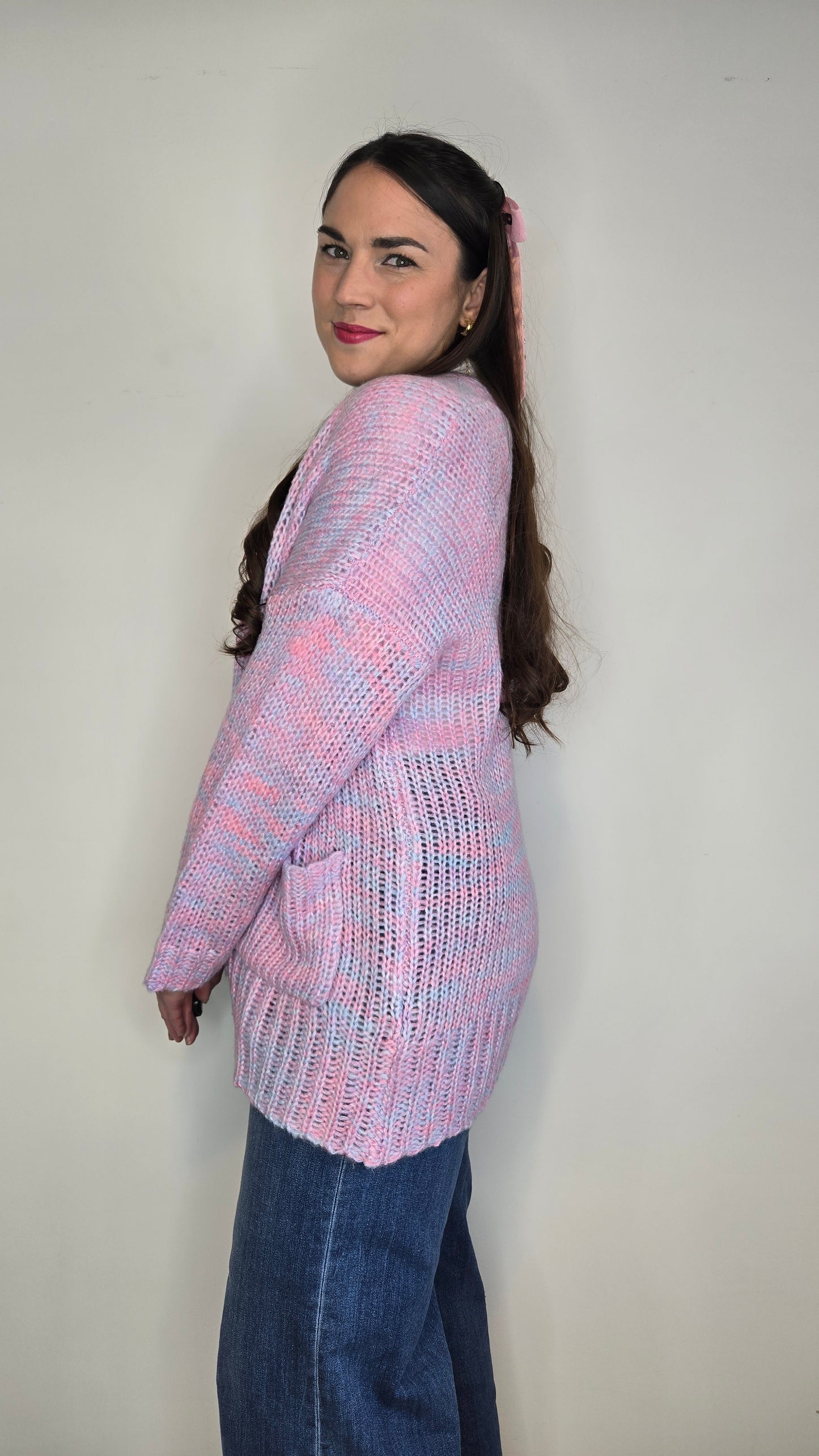 Pink/Blue Knit Cardigan "Amara"
