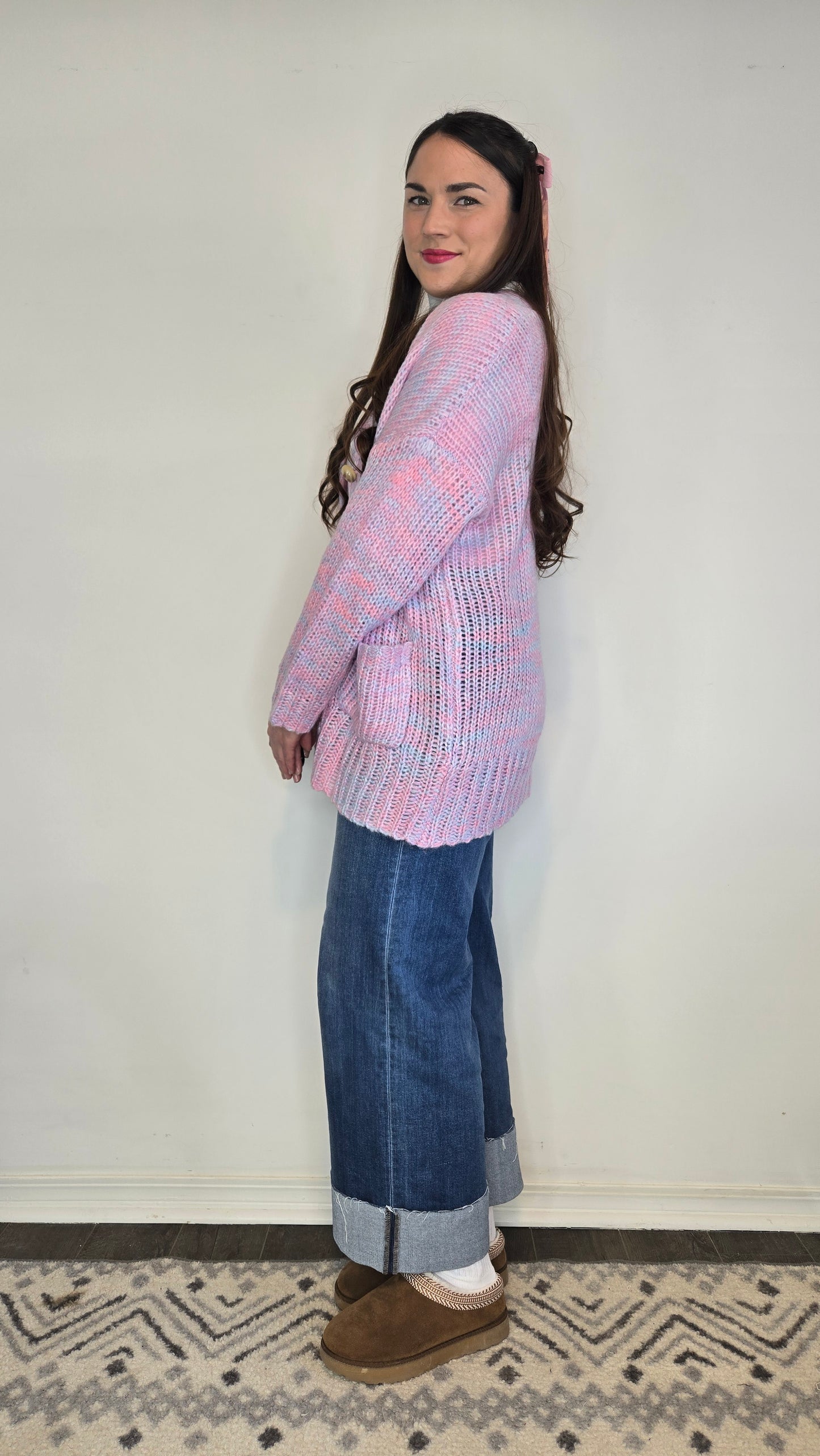 Pink/Blue Knit Cardigan "Amara"