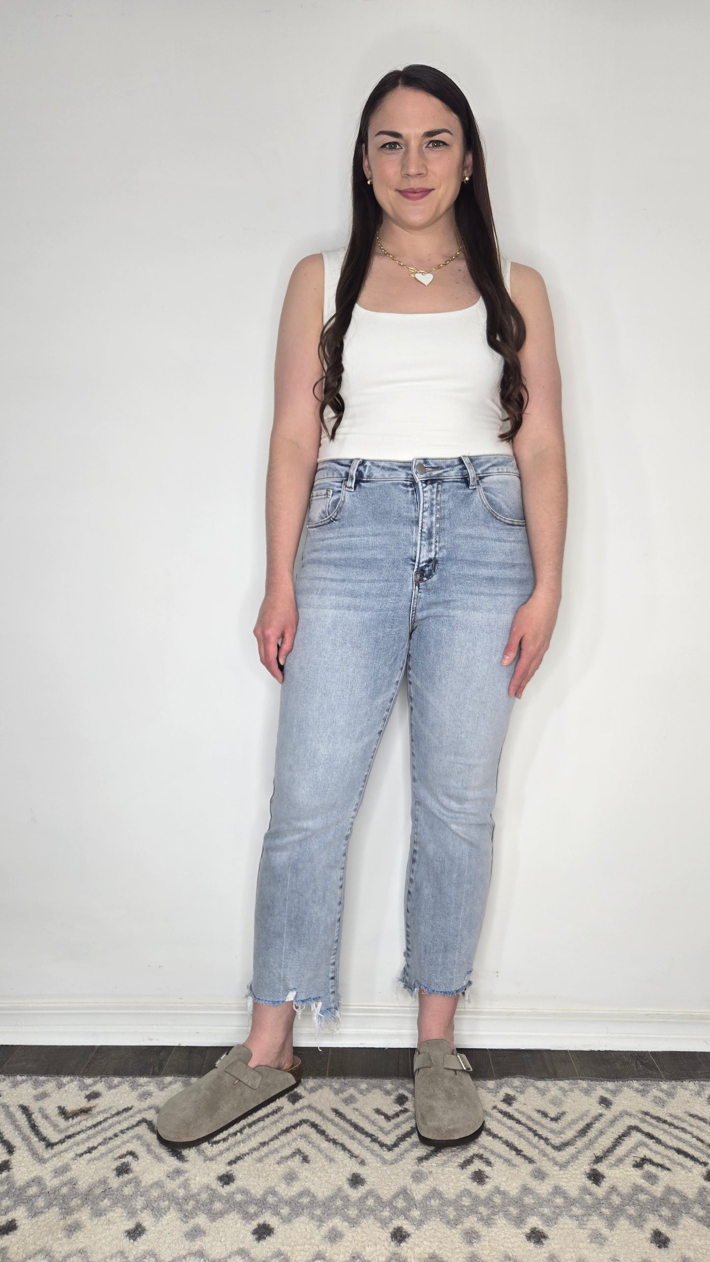 Risen High Rise Light Wash Crop Flare Jeans "Larissa"