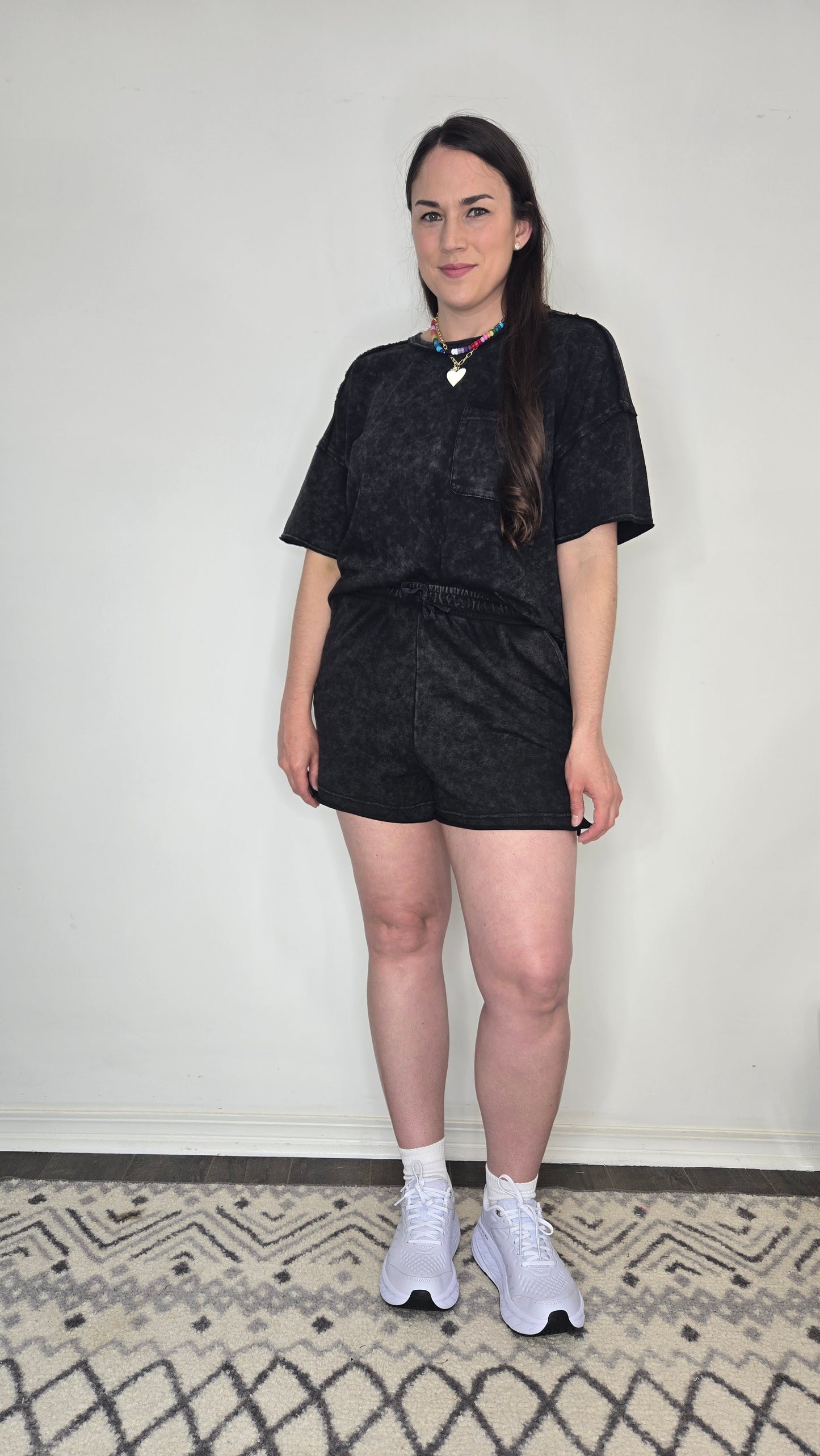 Black Acid Wash Terry Lounge Set "Lennon"