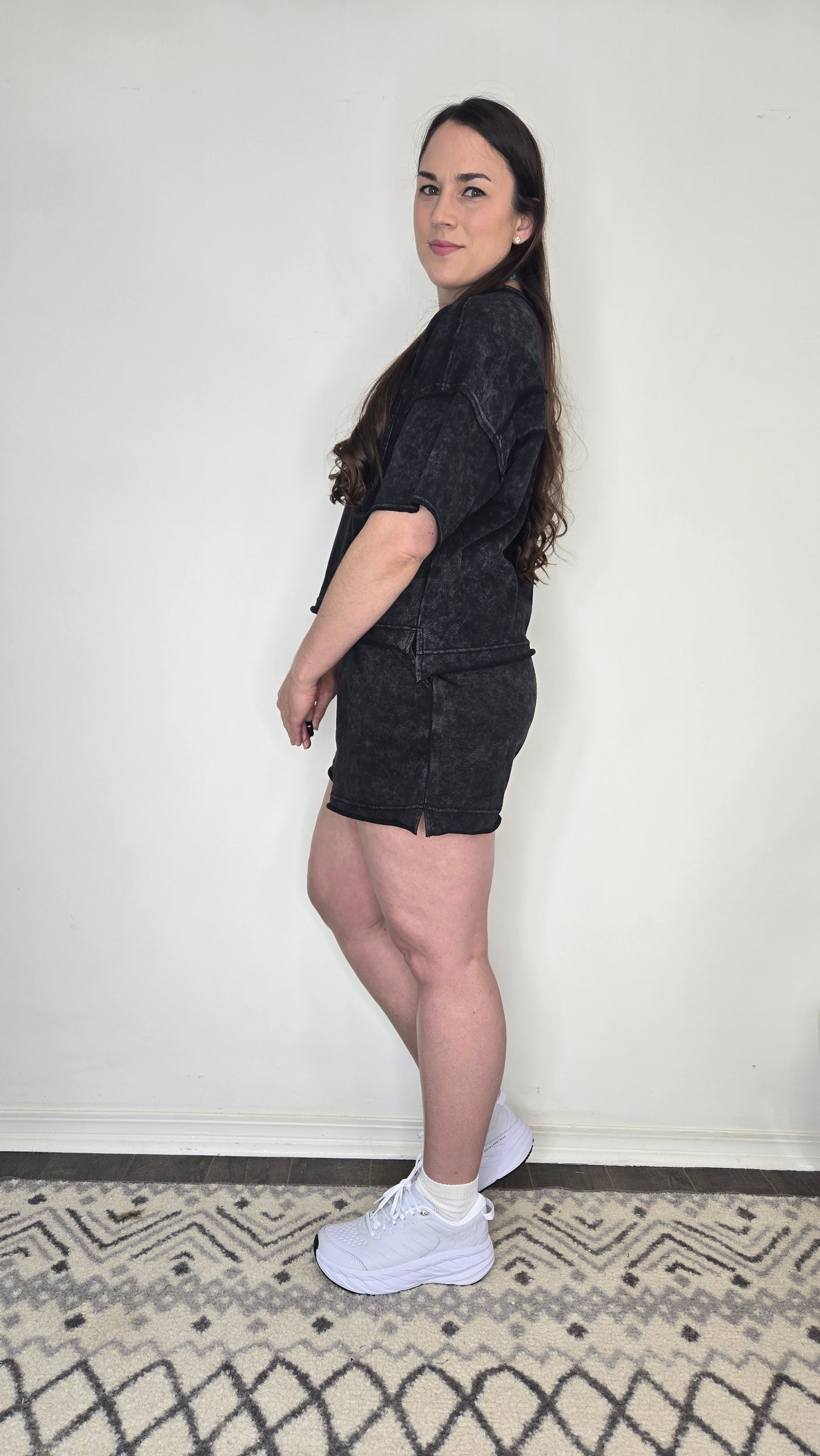 Black Acid Wash Terry Lounge Set "Lennon"