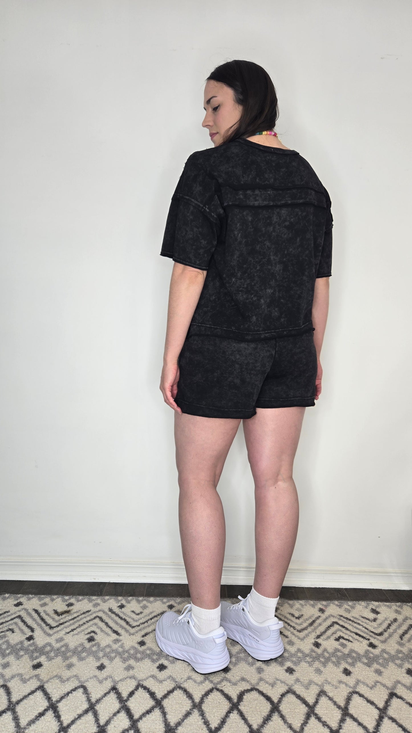 Black Acid Wash Terry Lounge Set "Lennon"