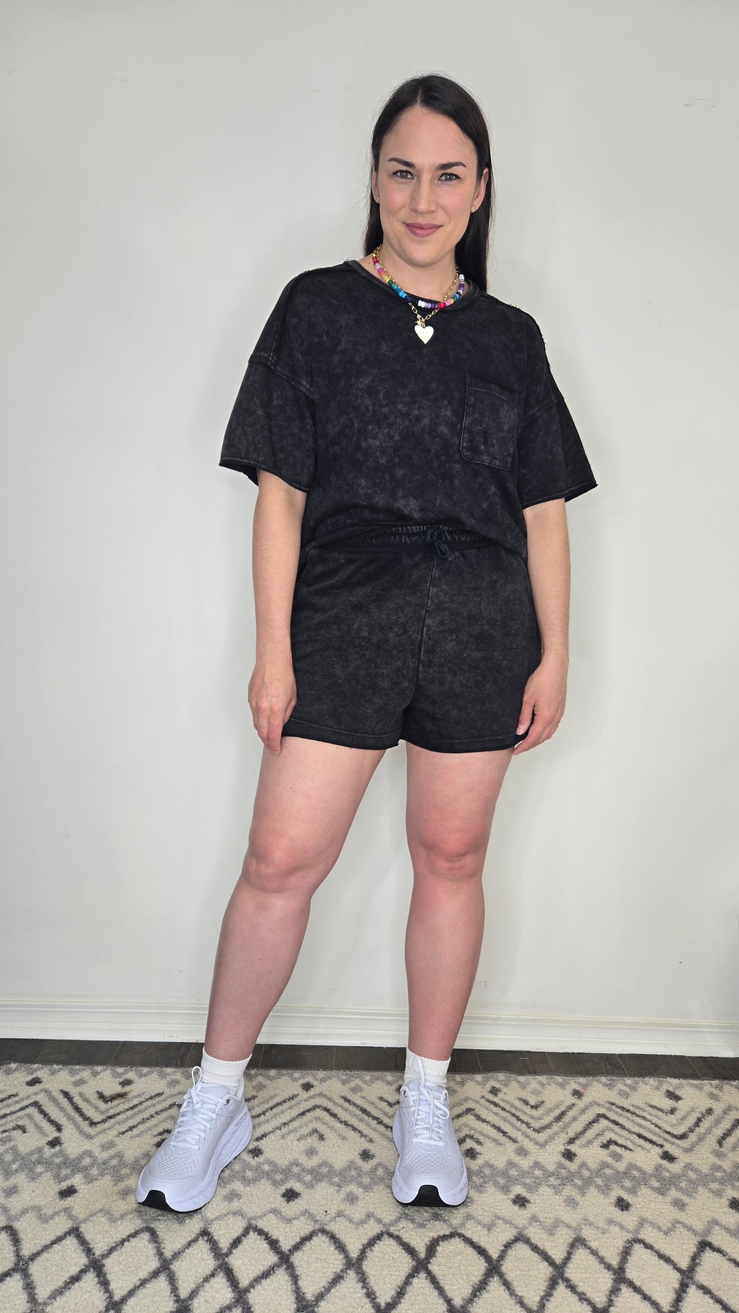 Black Acid Wash Terry Lounge Set "Lennon"