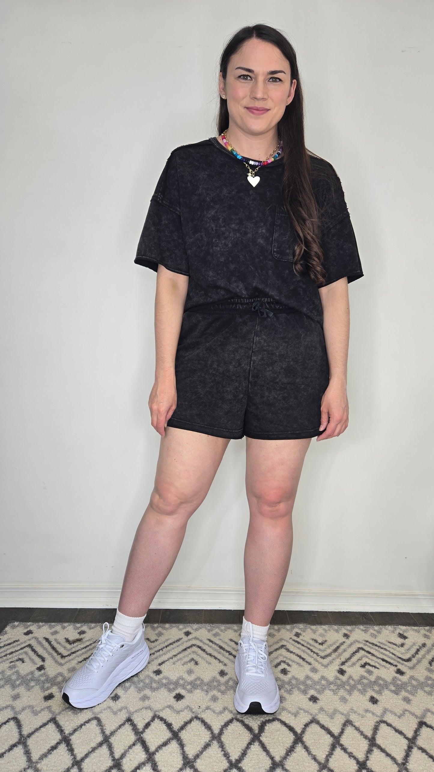 Black Acid Wash Terry Lounge Set "Lennon"