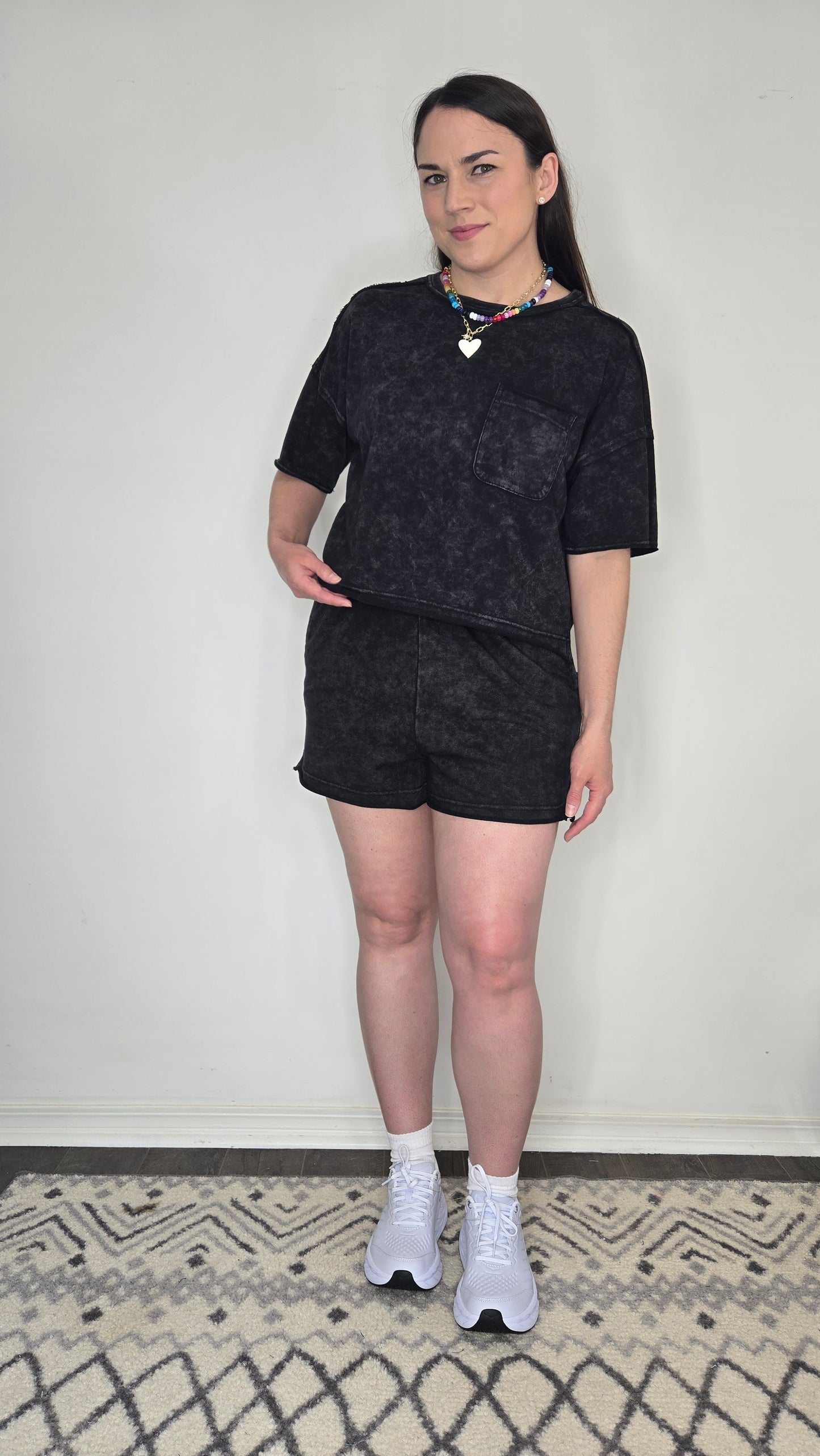 Black Acid Wash Terry Lounge Set "Lennon"