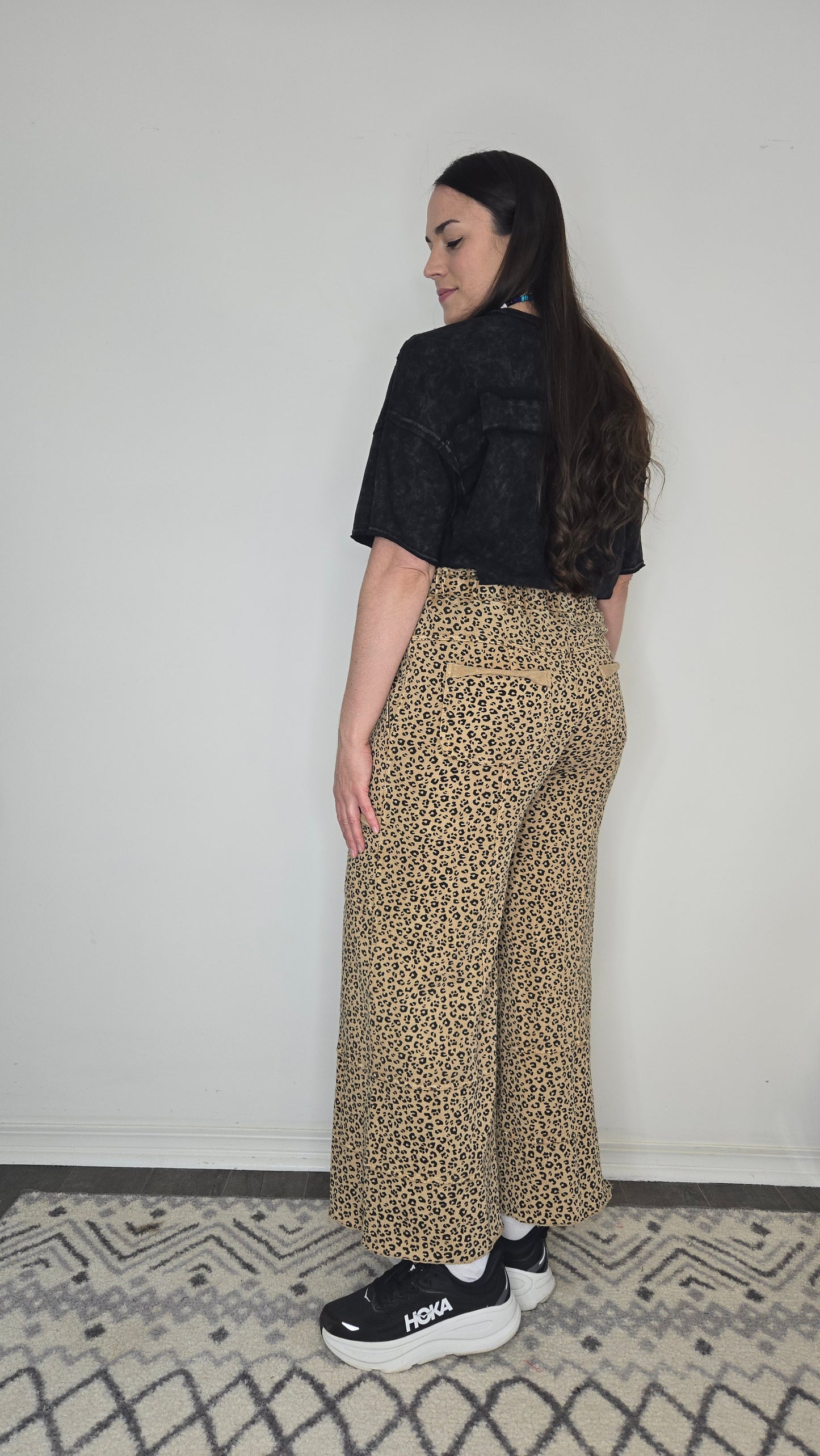 Leopard Terry Knit Wide Leg Lifestyle Lounge Pants "Zarra" (L)