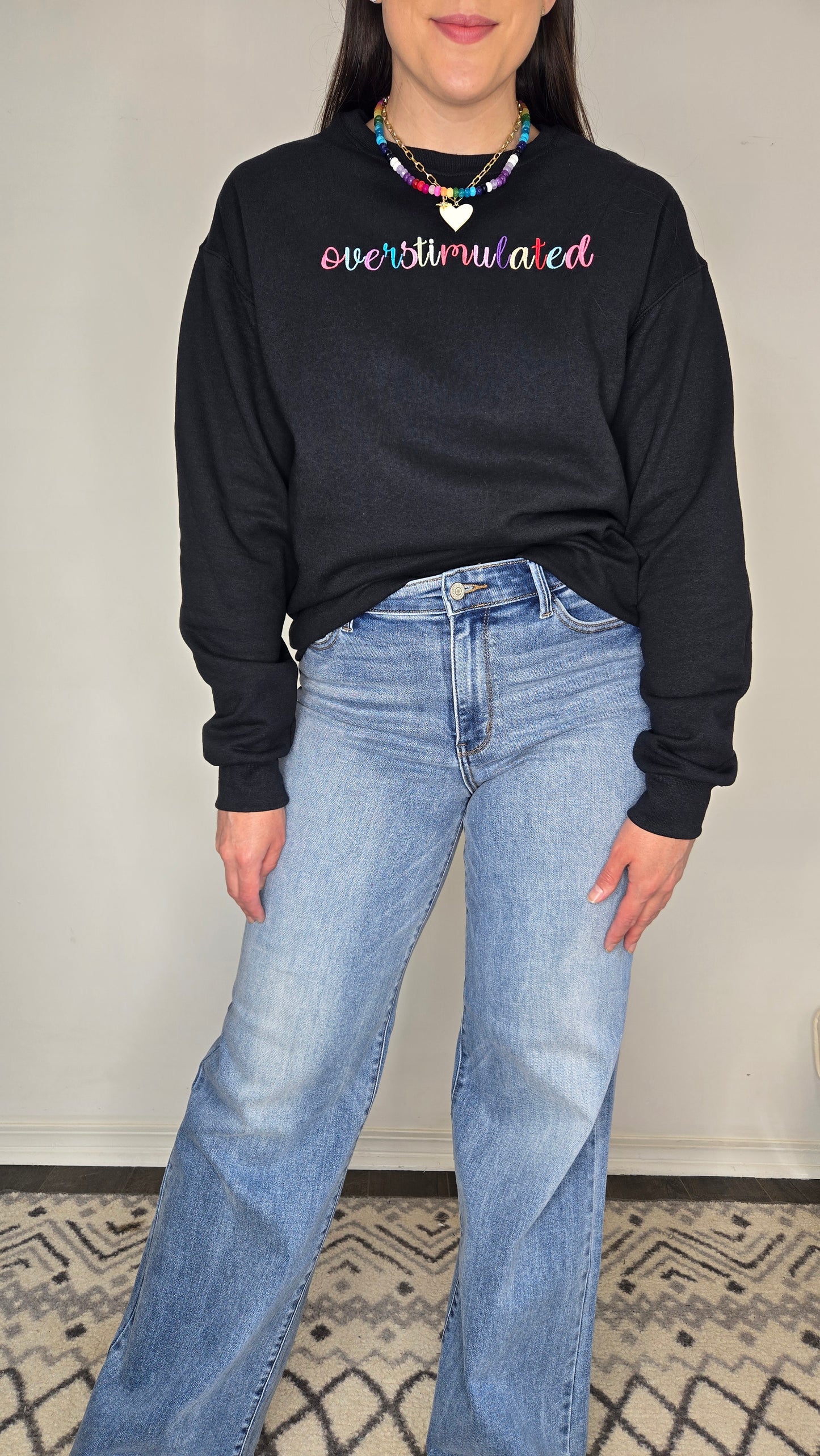 Overstimulated Colorful Embroidered Crewneck Sweatshirt "Iris"