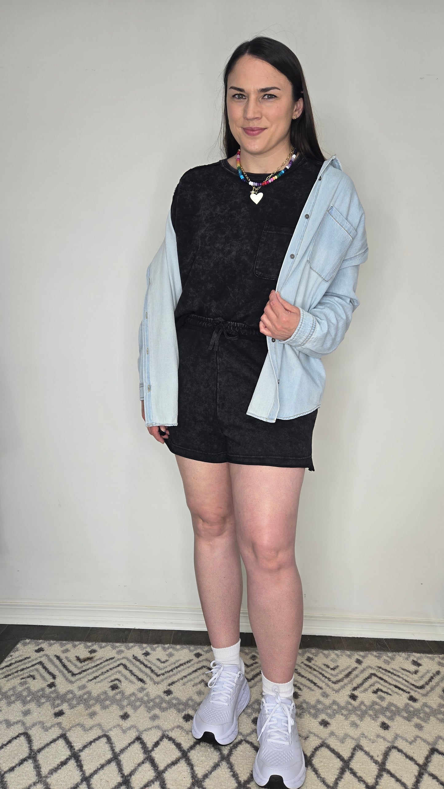 Black Acid Wash Terry Lounge Set "Lennon"