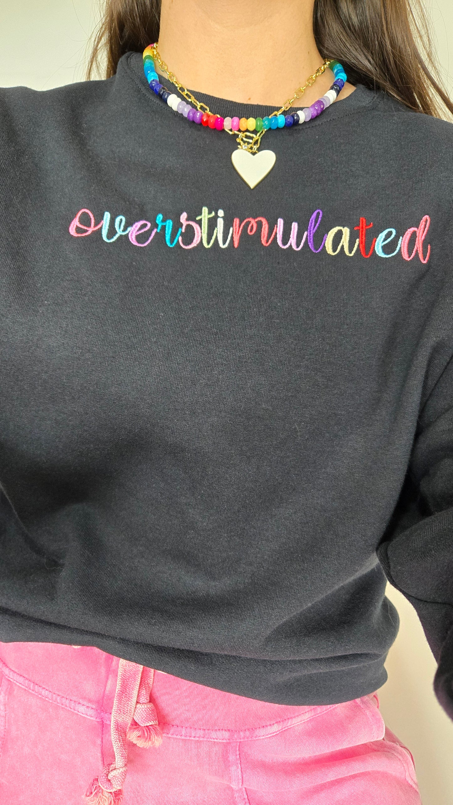 Overstimulated Colorful Embroidered Crewneck Sweatshirt "Iris"