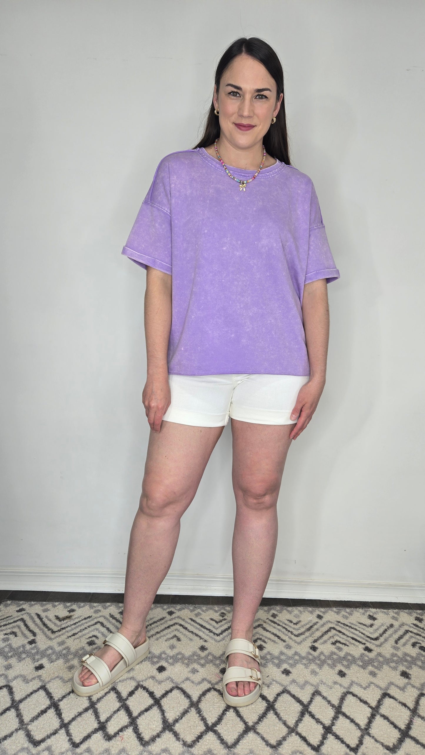 Lavender Acid Wash French Terry Oversize Top "Layla"