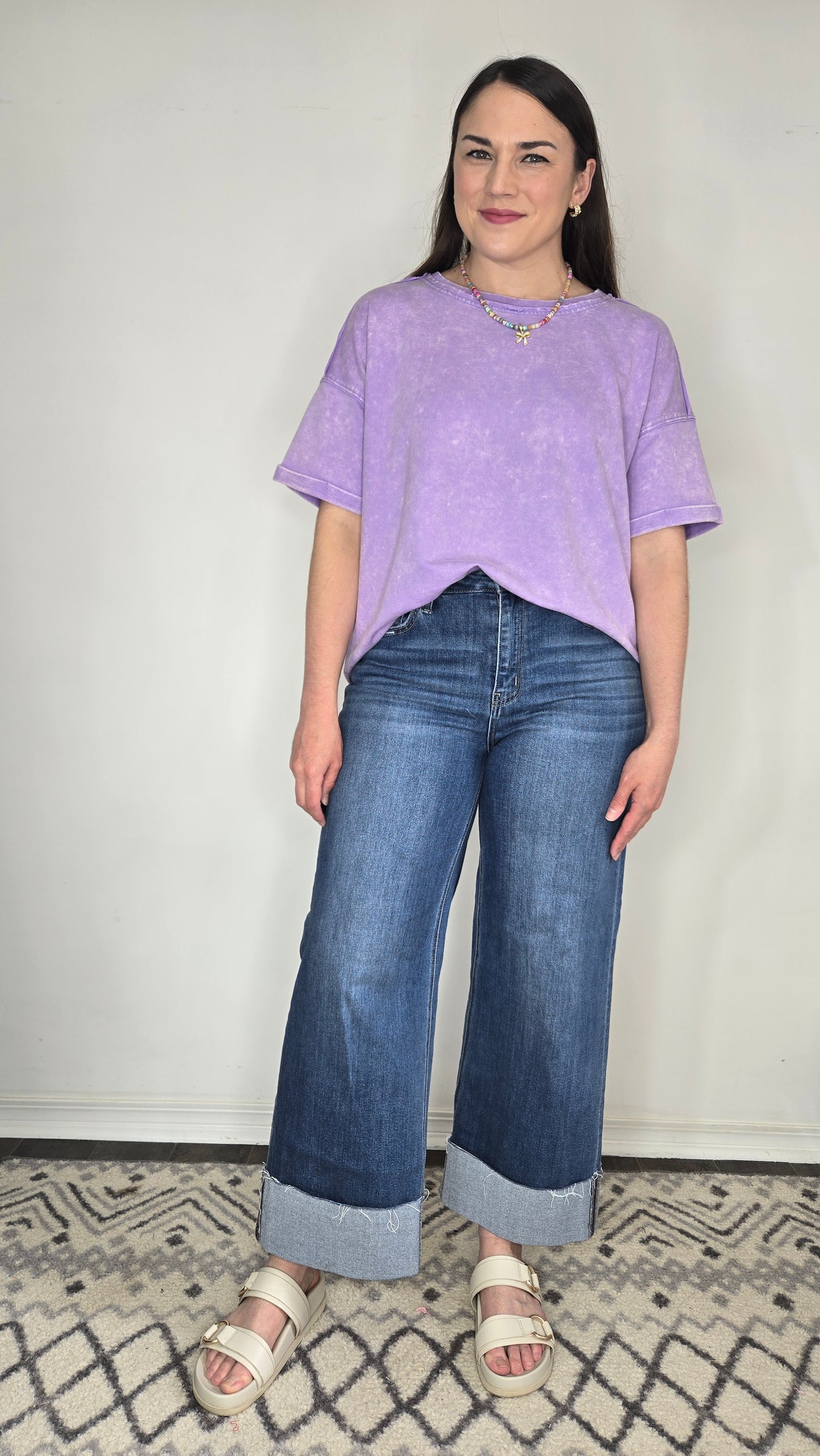 Lavender Acid Wash French Terry Oversize Top "Layla"