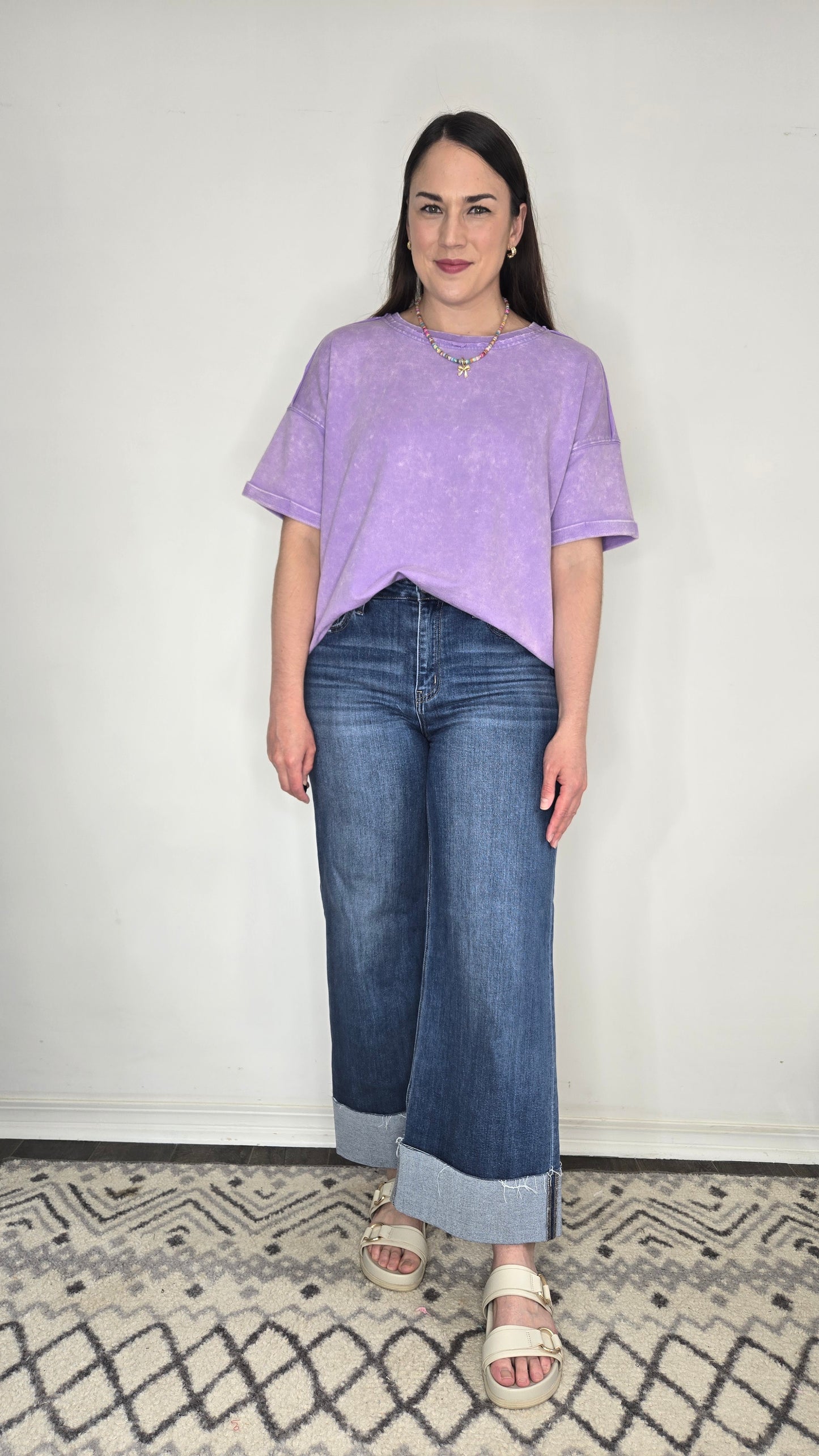 Lavender Acid Wash French Terry Oversize Top "Layla"