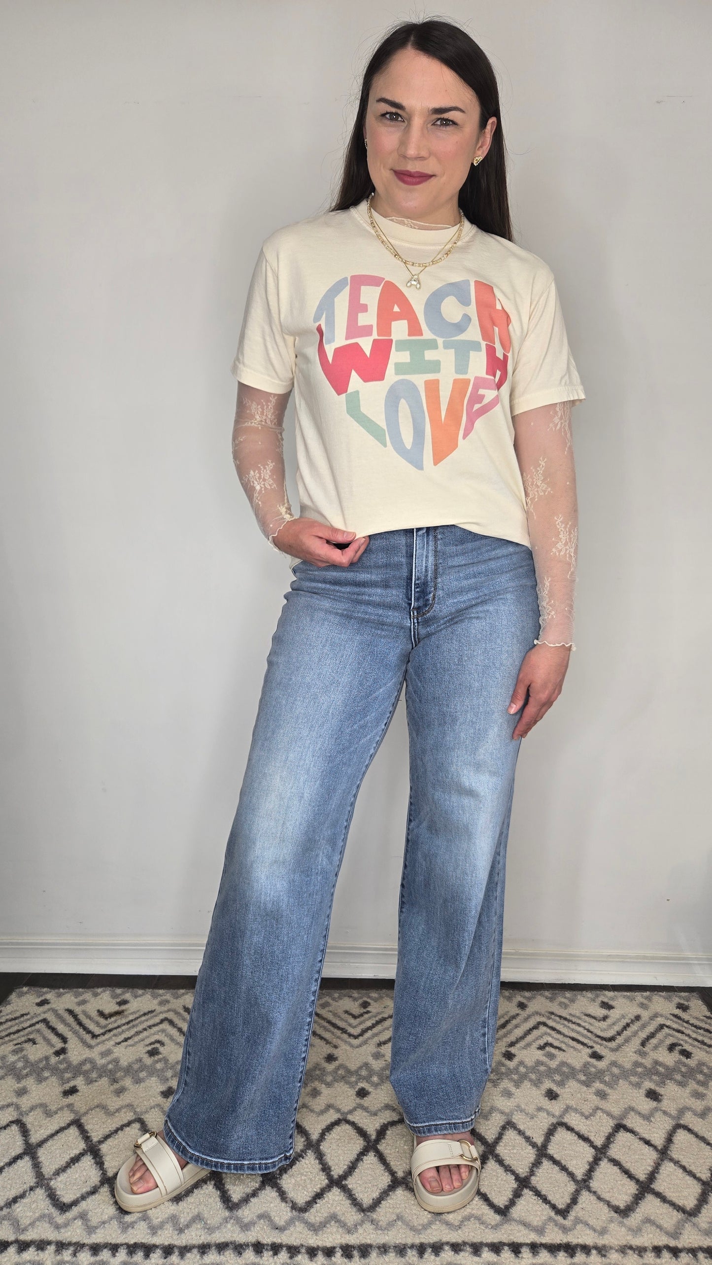 Teach With Love Heart Graphic Tee "Val"