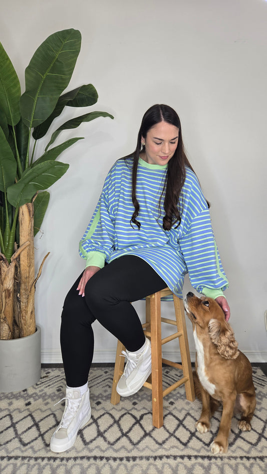 Blue/Green Oversize Stripe Top "Bree"