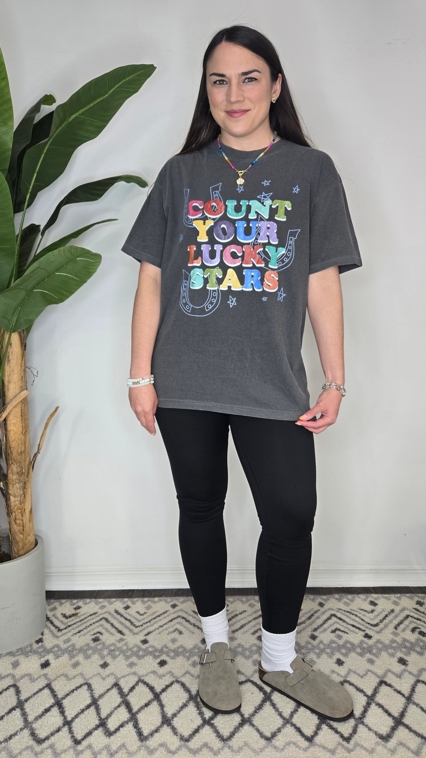 Charcoal Count Your Lucky Stars Graphic Tee "Star"