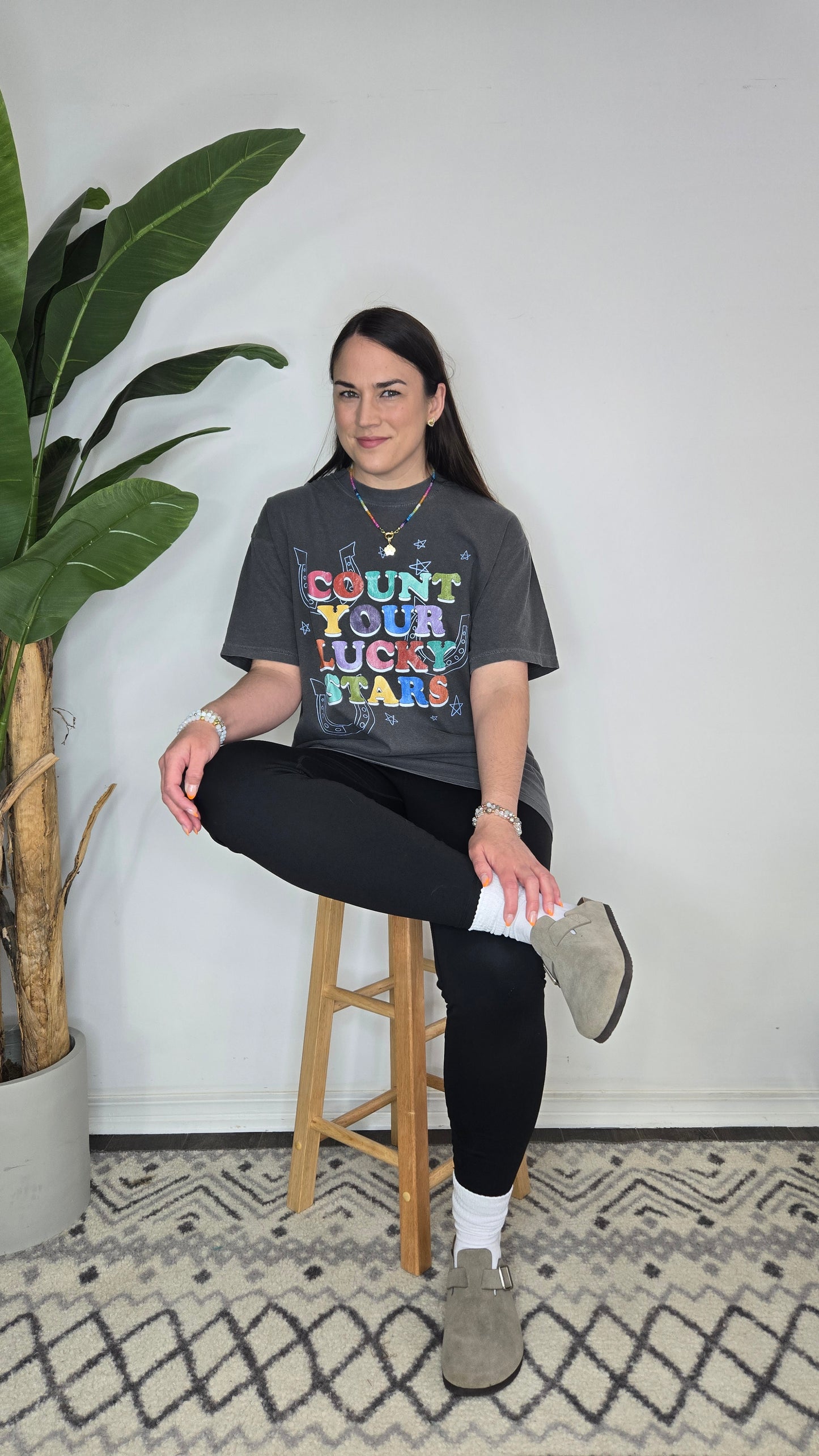 Charcoal Count Your Lucky Stars Graphic Tee "Star"