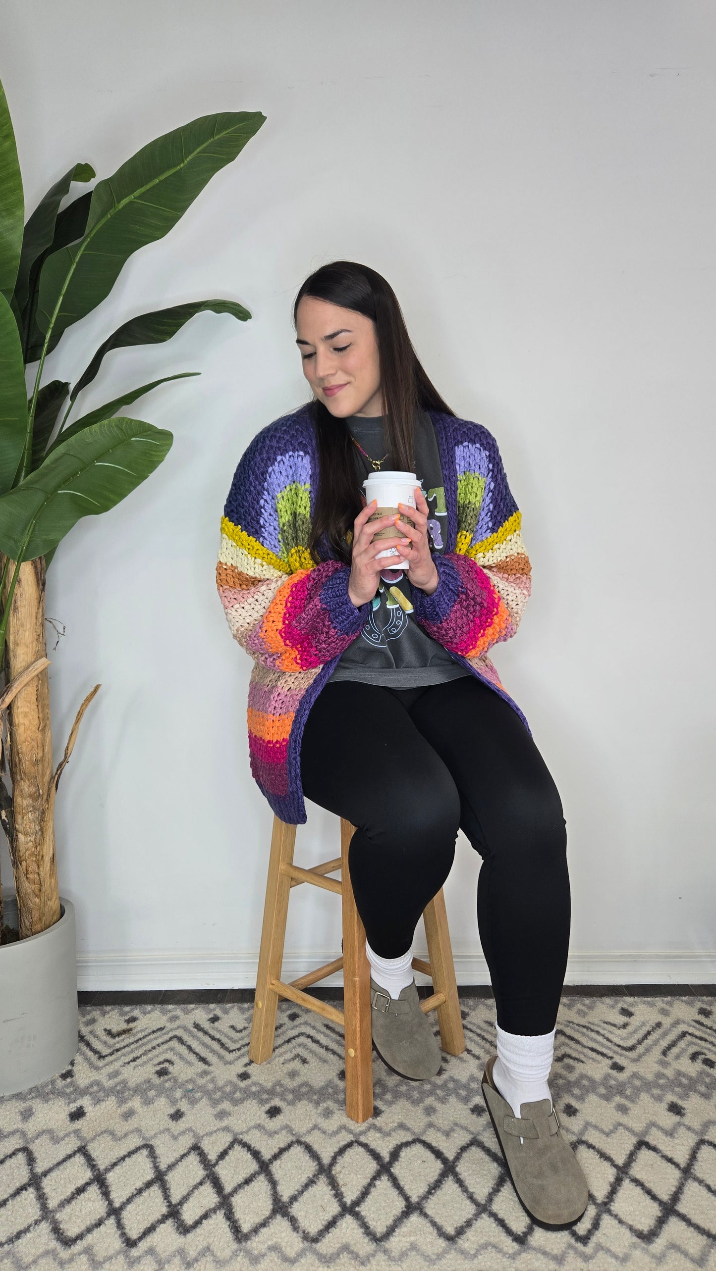 Rainbow Colorful Stripe Crochet Cardigan "Rayne"