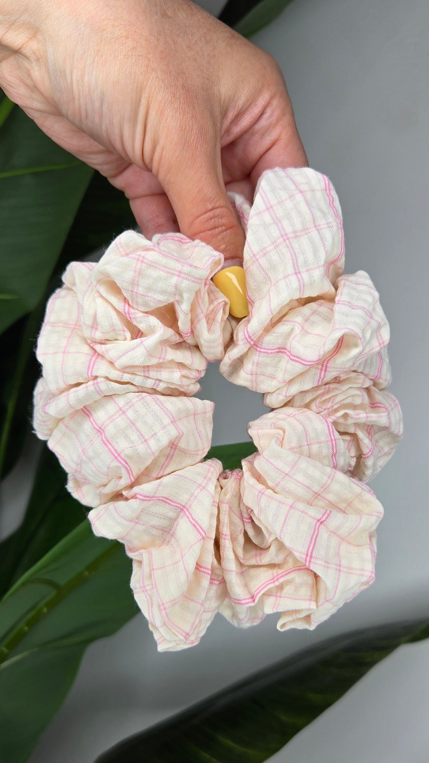 Sweet Pink Gingham Jumbo Scrunchie