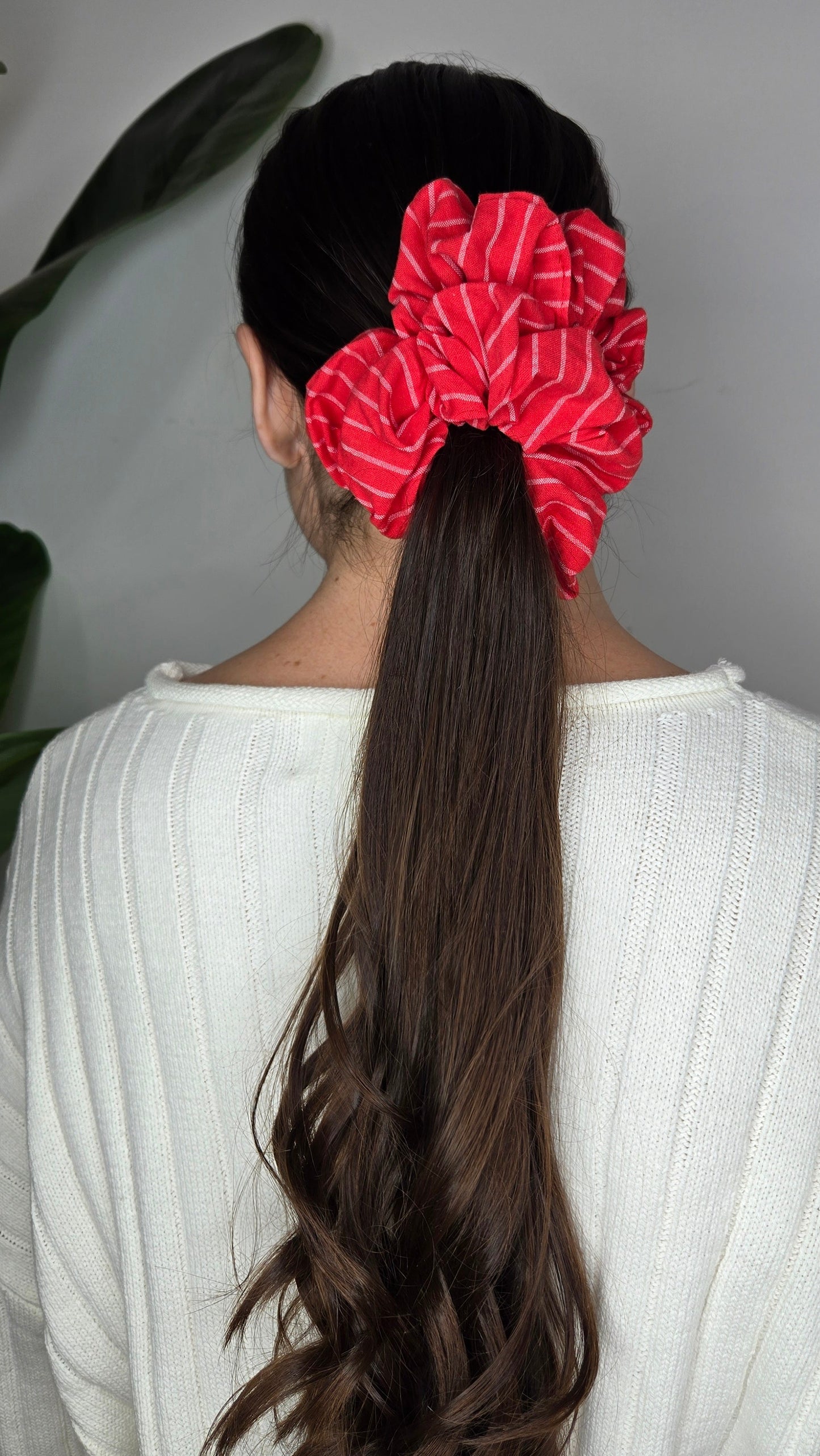 Red Stripe Jumbo Scrunchie
