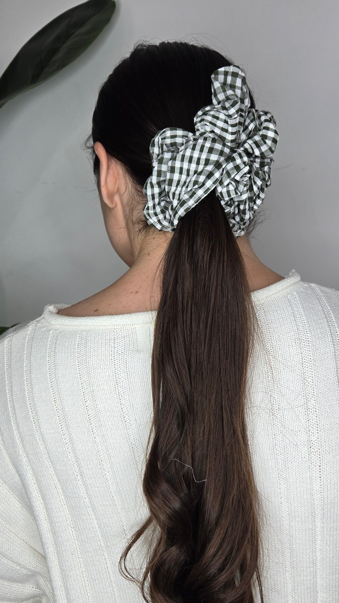 Aspen Green Gingham Jumbo Scrunchie