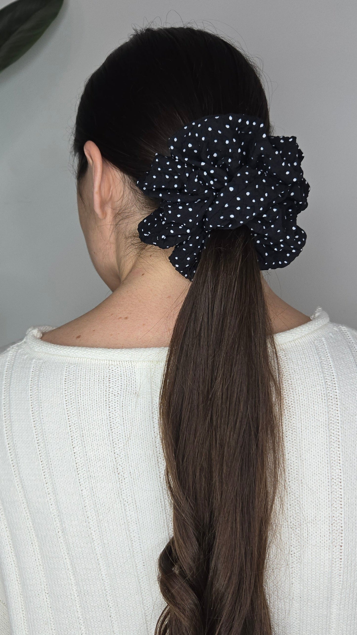 Black Polka Dot Jumbo Scrunchie