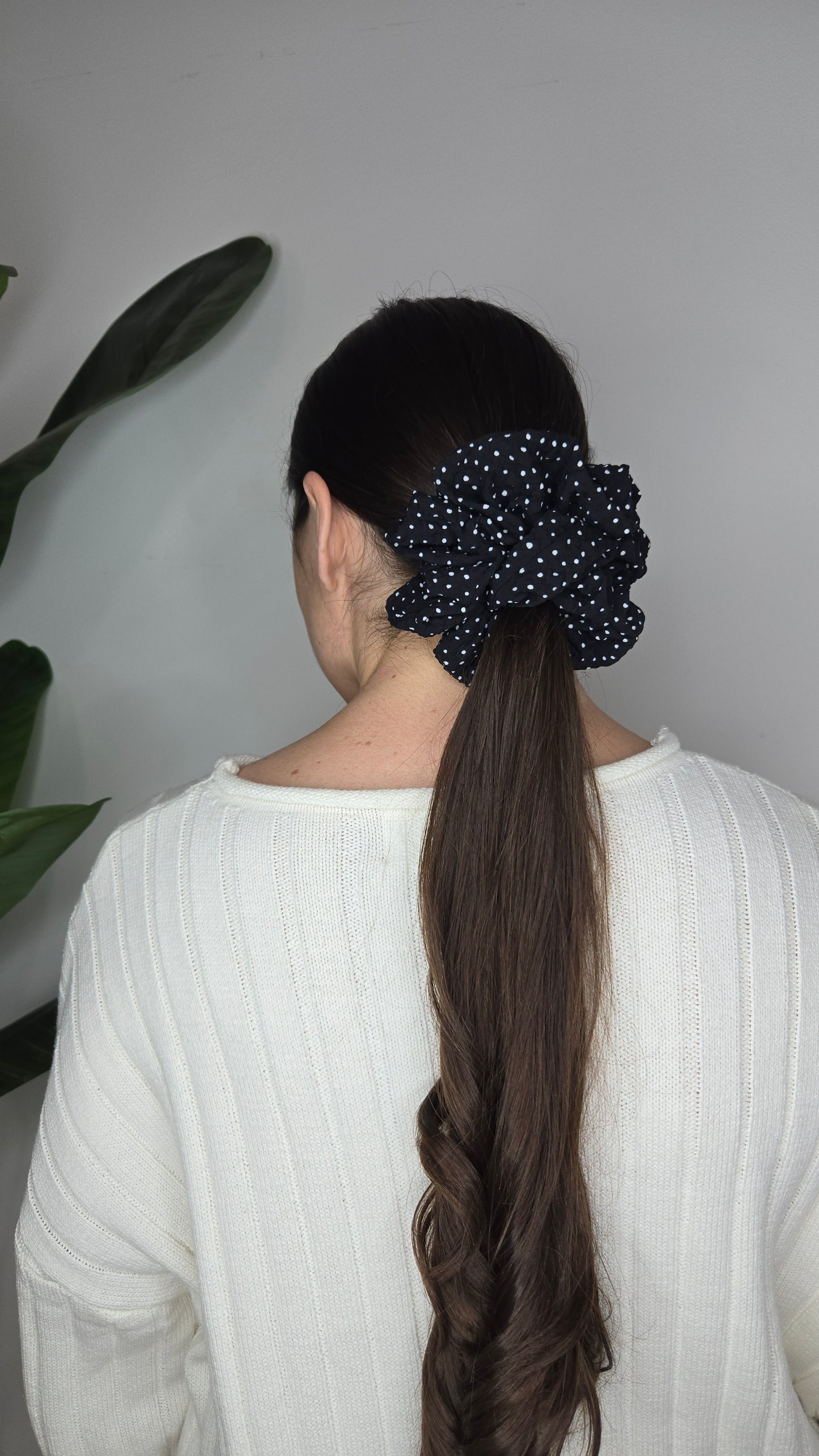 Black Polka Dot Jumbo Scrunchie