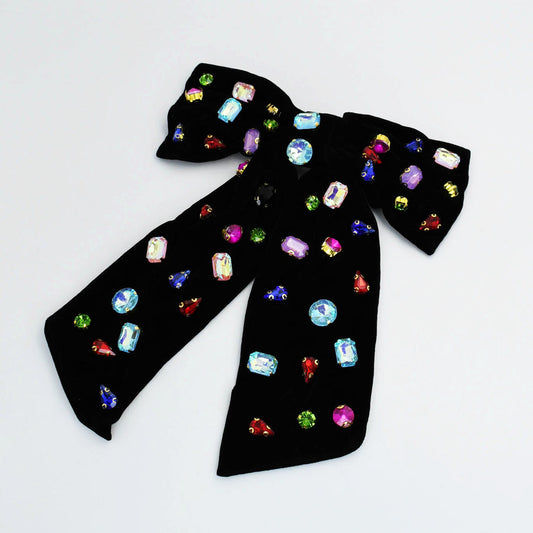 Black Colorful Bejeweled Bow