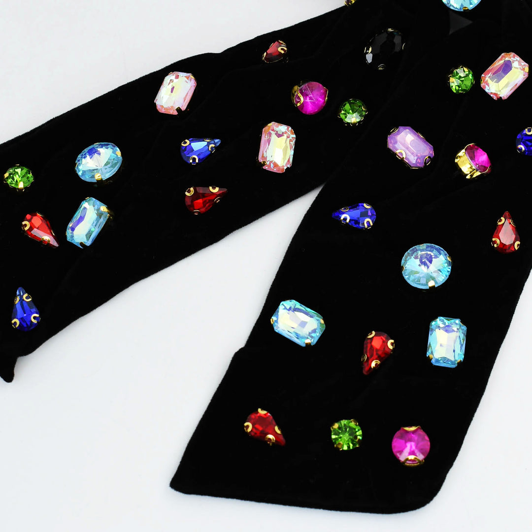 Black Colorful Bejeweled Bow