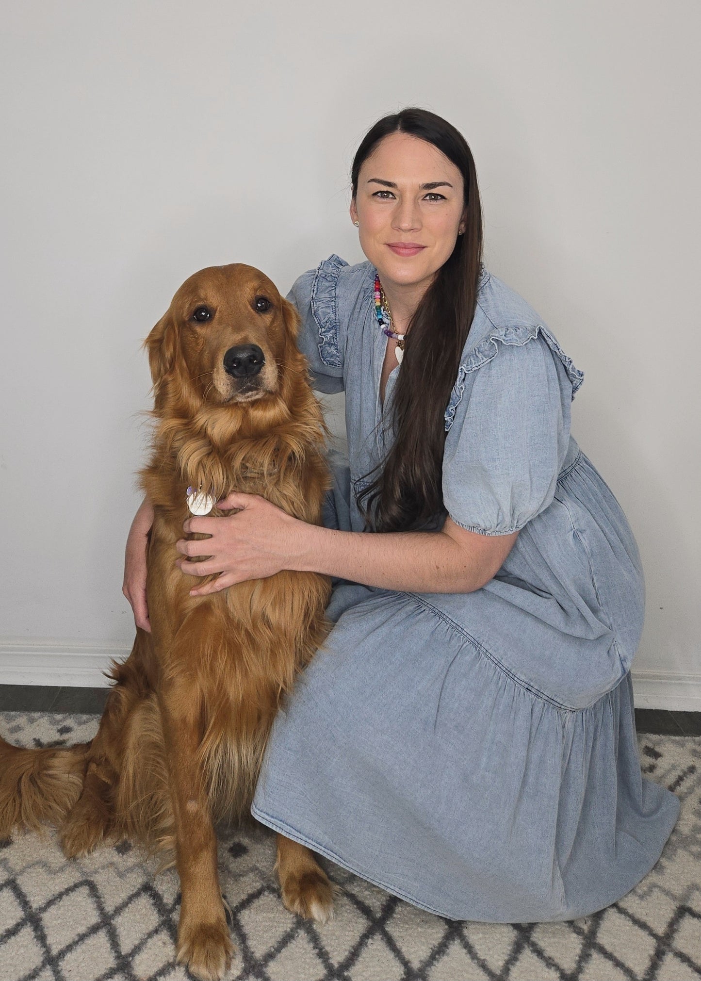 Chambray Ruffle Tiered Midi Dress with Pockets "Penelope"