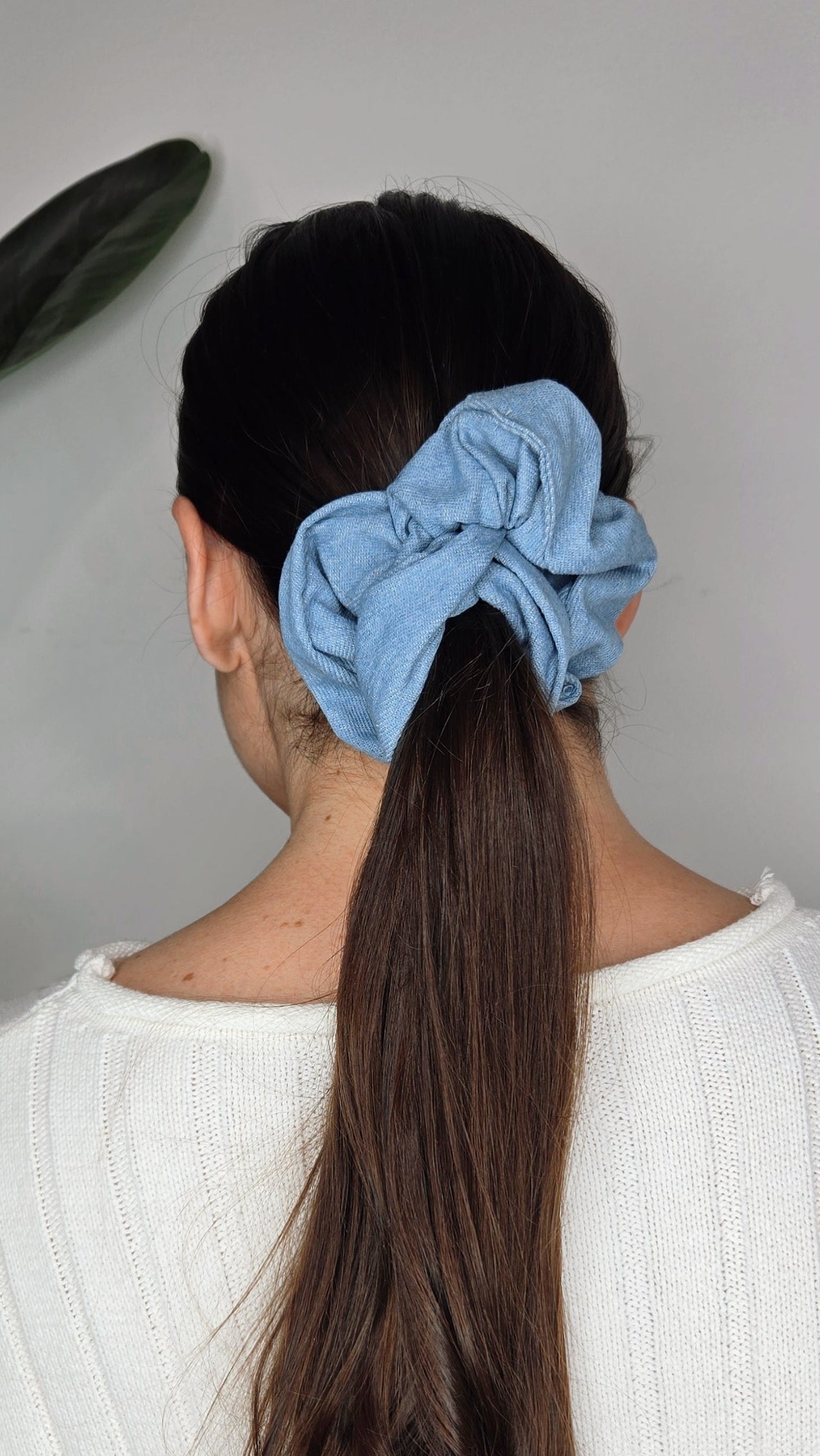 Baby Blue Jean Oversized Scrunchie