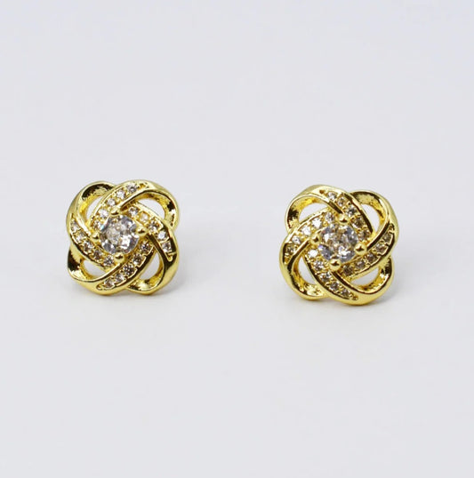 Golden Glam Knot Stud Earrings